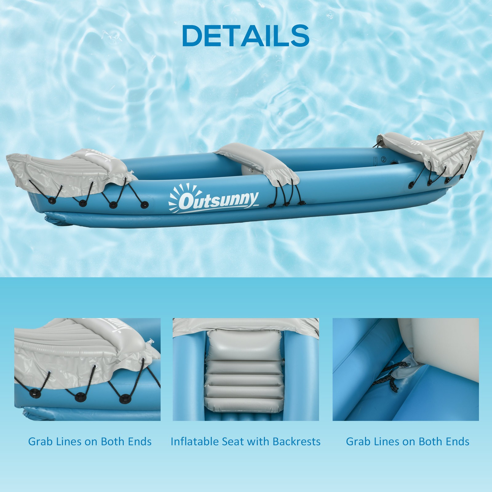 Inflatable Kayak for Adults, 2 Person Fishing Kayak, Portable Bag, Blow Up Boat