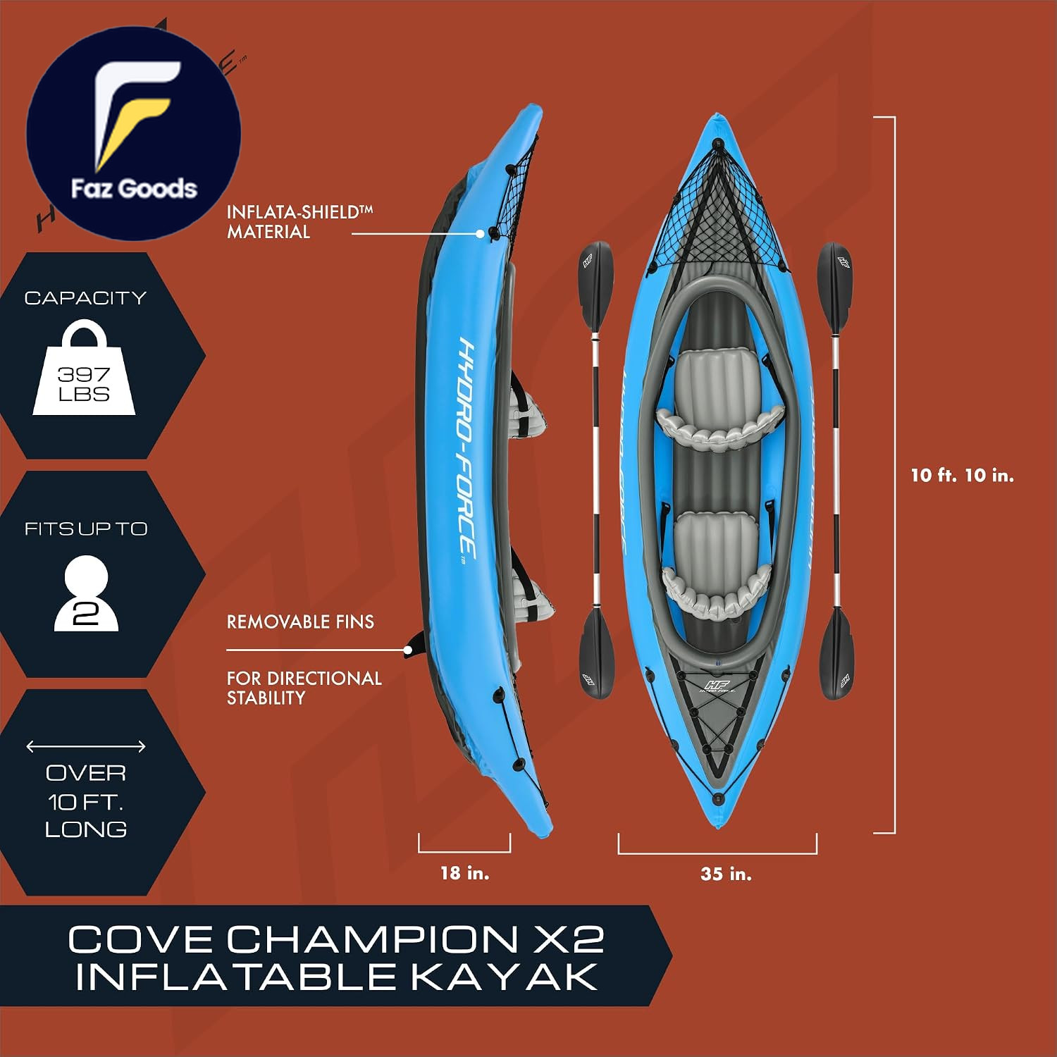 Hydro Force Inflatable Kayak Set Includes Seat Paddle Hand Pump Storage Carry