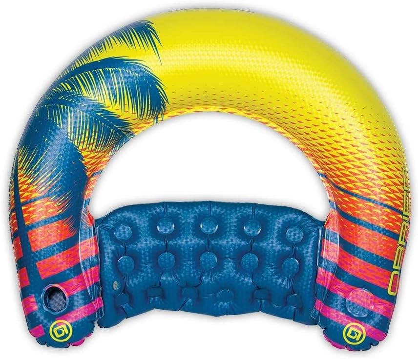 Sit N Sip Single Person Pool Float Blue/Yellow Large