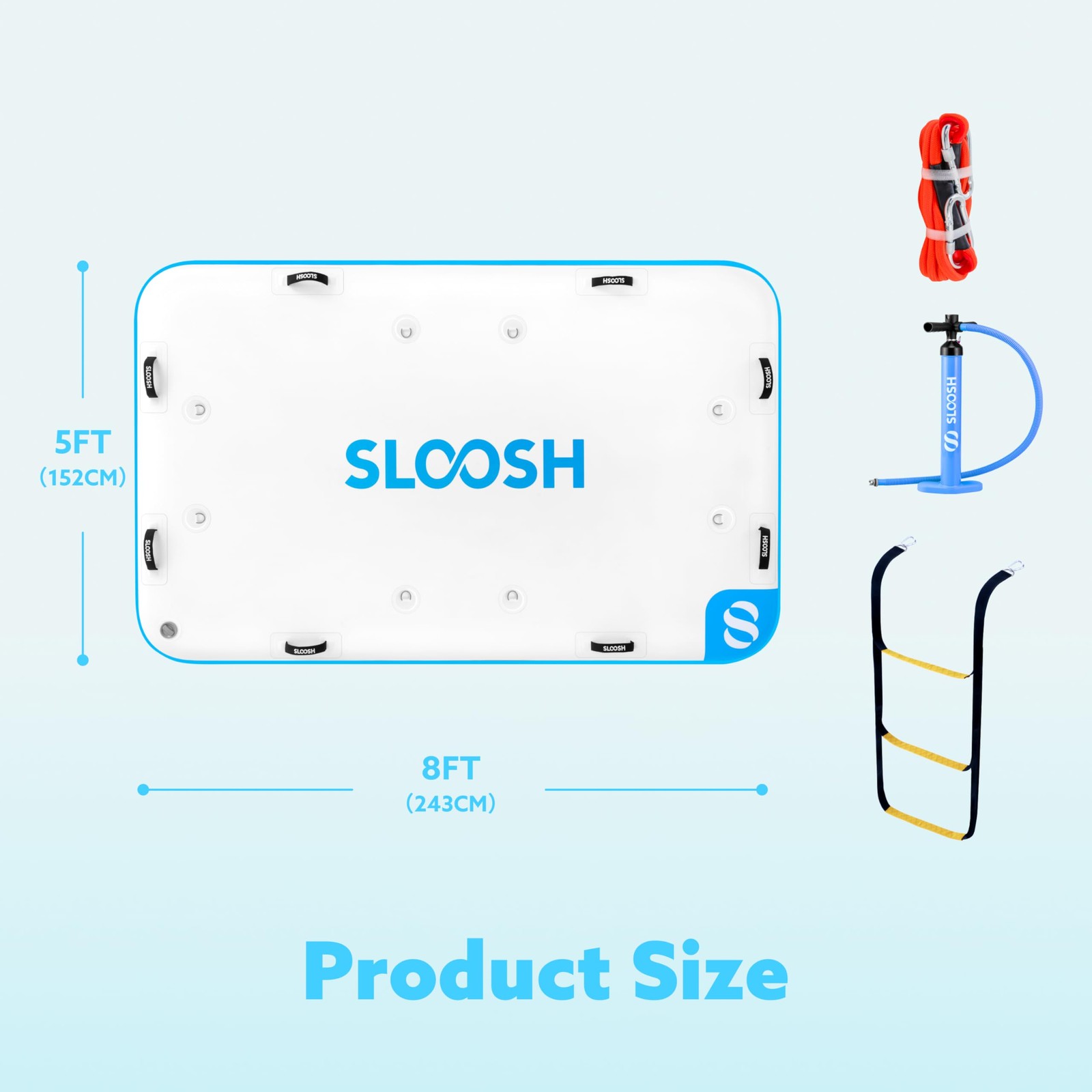 SLOOSH Inflatable Floating Dock, 8X5FT Dock 8Ft X 5Ft, Blue