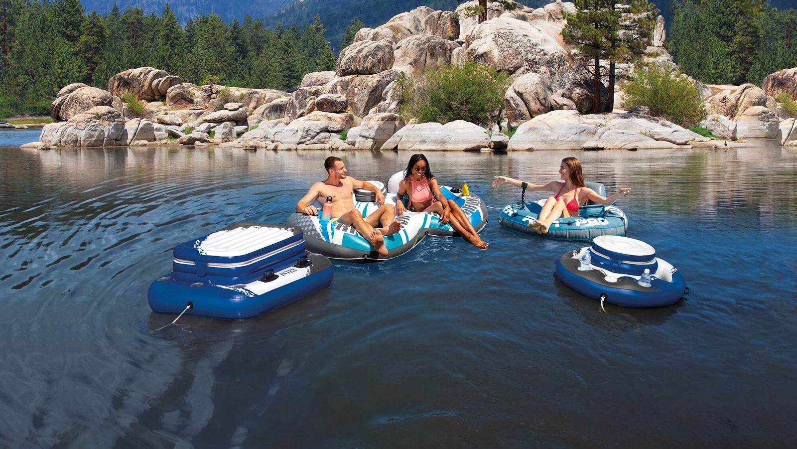 INTEX 56843EP River Run 1 Pro Inflatable Floating Lounge: GoPro/Phone Mount – Bu