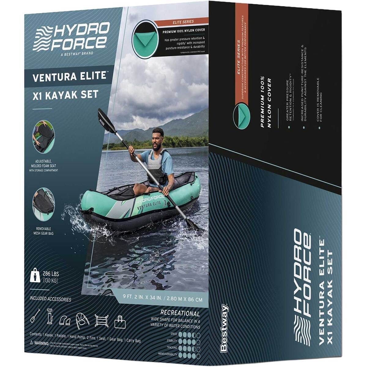 Bestway Hydro Force Ventura Elite X1 1-Person Inflatable Kayak Set 9ft 2in NEW