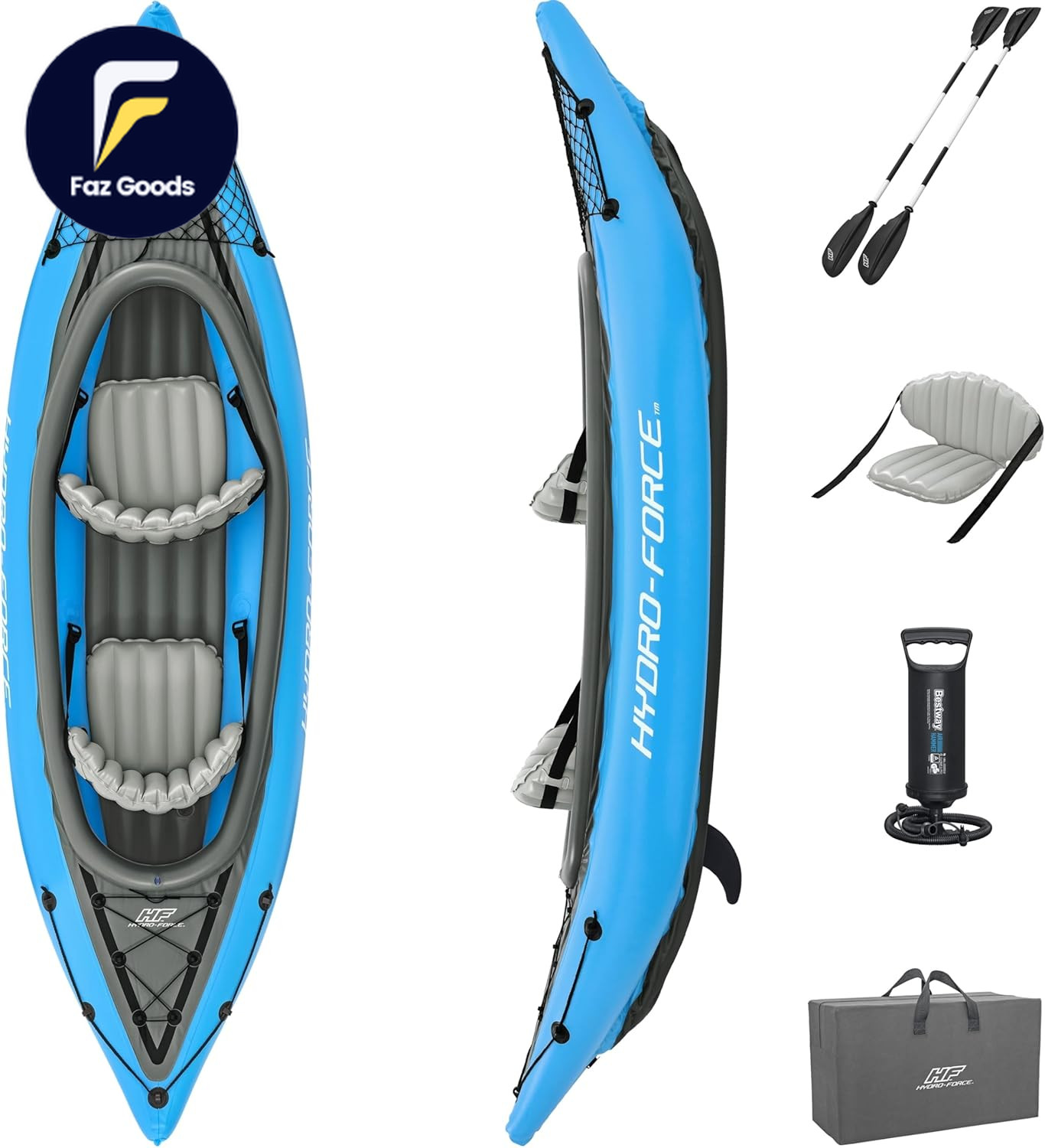 Hydro Force Inflatable Kayak Set Includes Seat Paddle Hand Pump Storage Carry