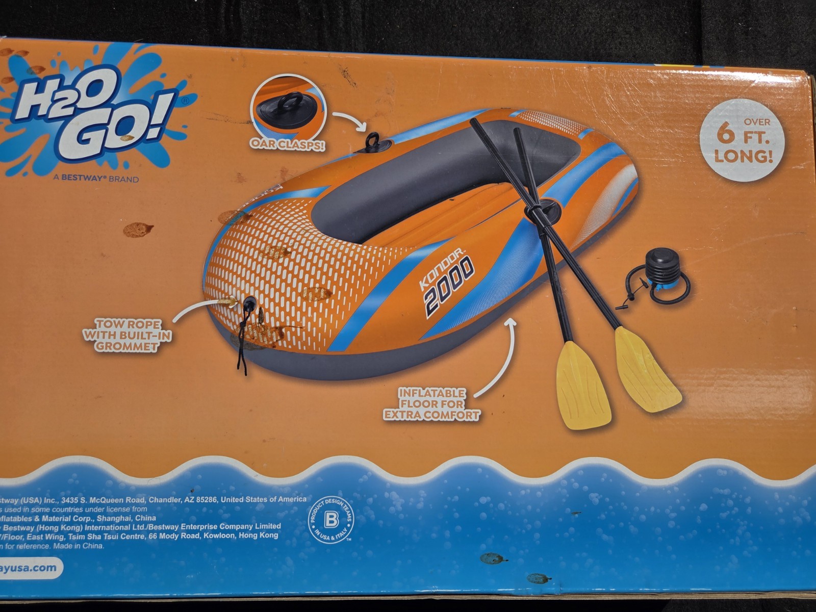 H20 Go Kondor 2000 Raft New Includes Boat, Pair Of Oars Foot Pump inflatable