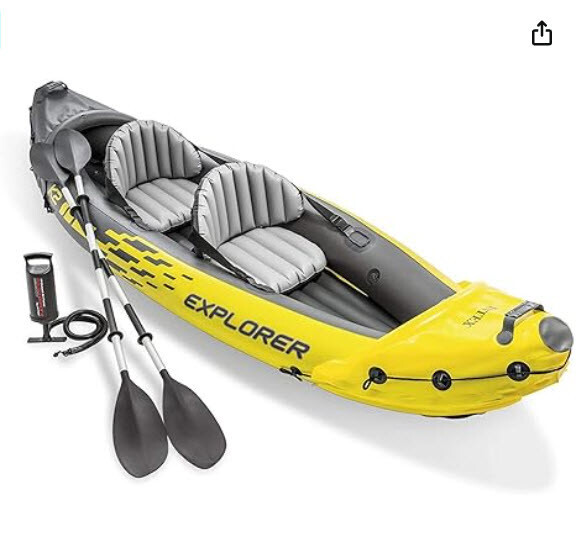 Inflatable Kayak Set Deluxe Aluminum Oars Pump Super Strong PVCAdjustable Seats