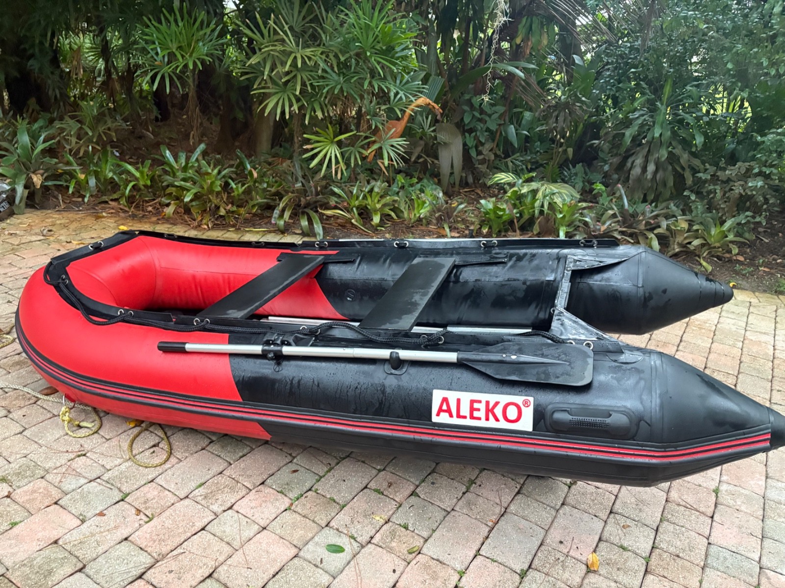 ALEKO Inflatable Boat with Aluminum Floor 125” ft Red and Black