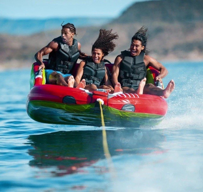 Towable Tube for Boat 1-3 Person Inflatable Raft w/ Rope Pump 510 lb Cap