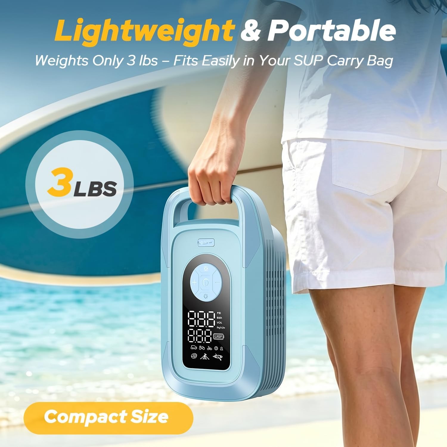 150PSI Electric SUP Air Pump LED Light 16000mAh for Paddle Board,Boat,Tent,Kayak
