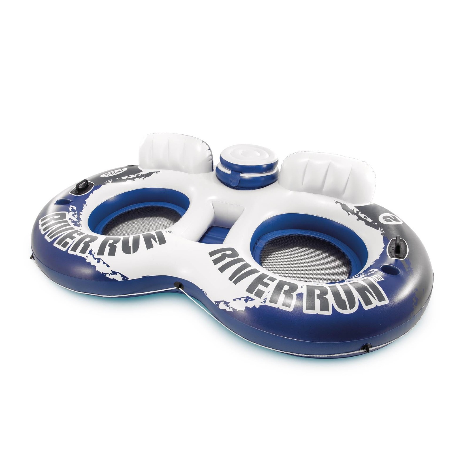 Intex River Run 2 Person Blue Water Float Tube With Cup Holders And Backrests