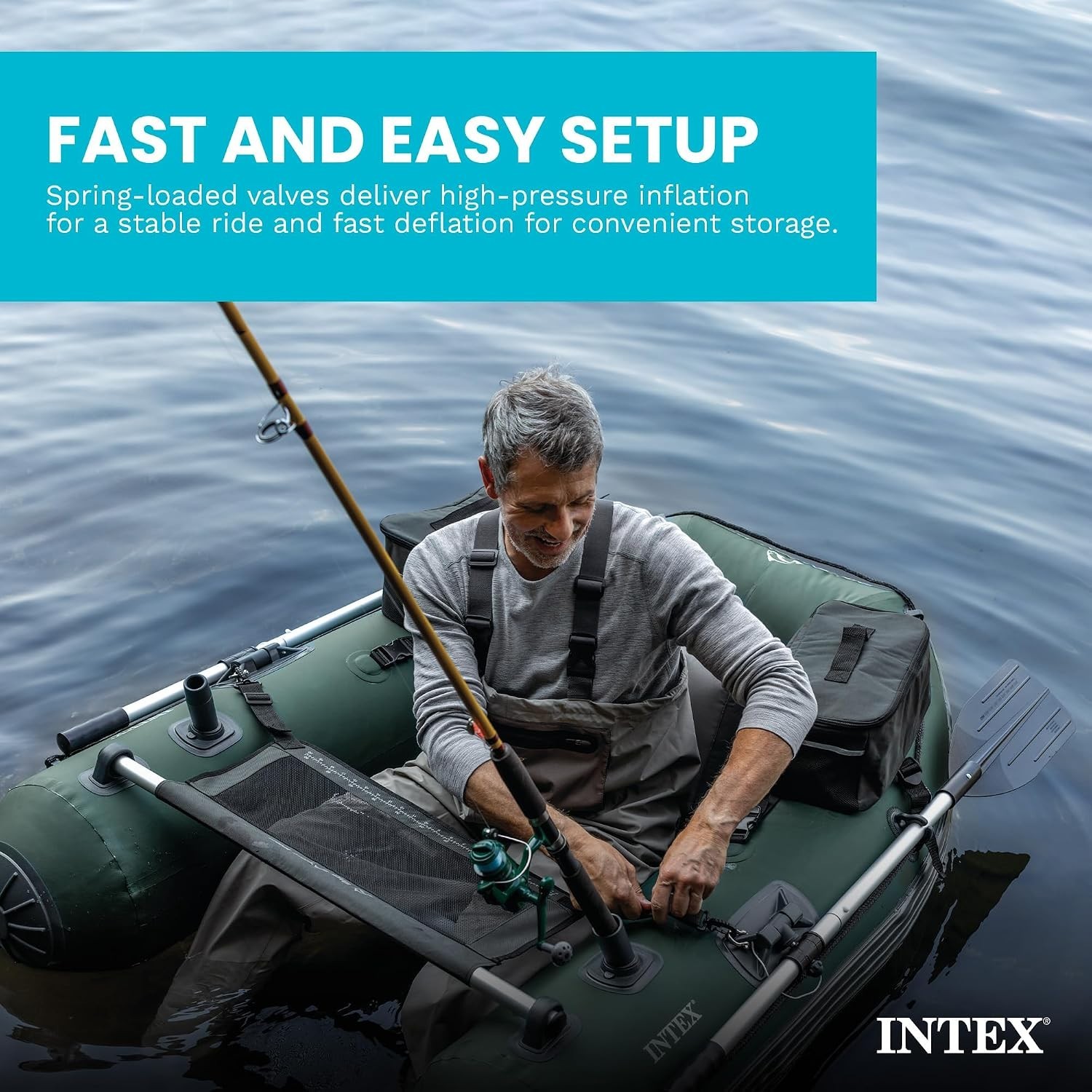 INTEX Big Catch Pro Inflatable Fishing Float Tube 68381EP