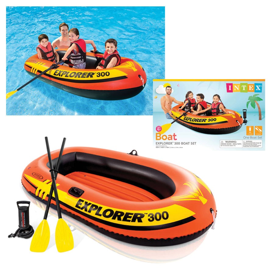 31697 – Intex Explorer 300 Boat with 48″ Oars and Pump