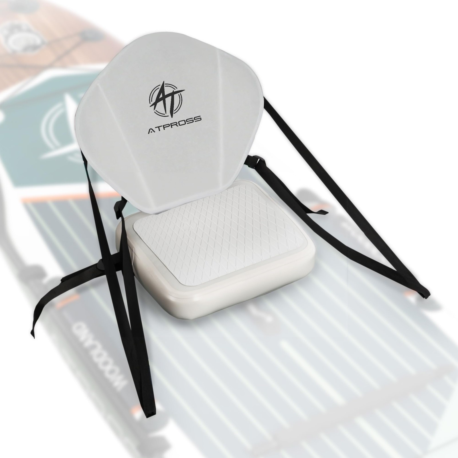 ATPROSS Inflatable Kayak Seat with Padded Backrest, 4 Adjustable Large, White