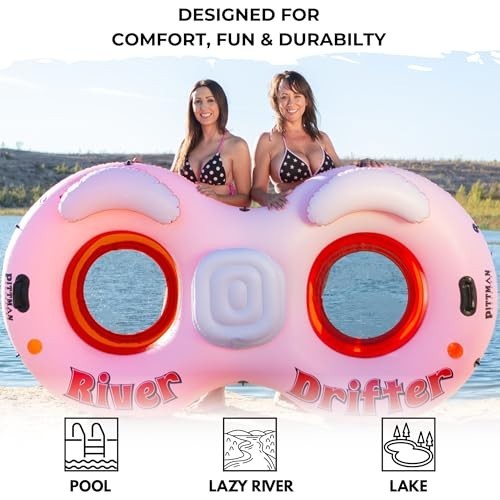 Inflatable River Tube 2 Person 96 Inch 500 LB Capacity PVC Double Pool Float