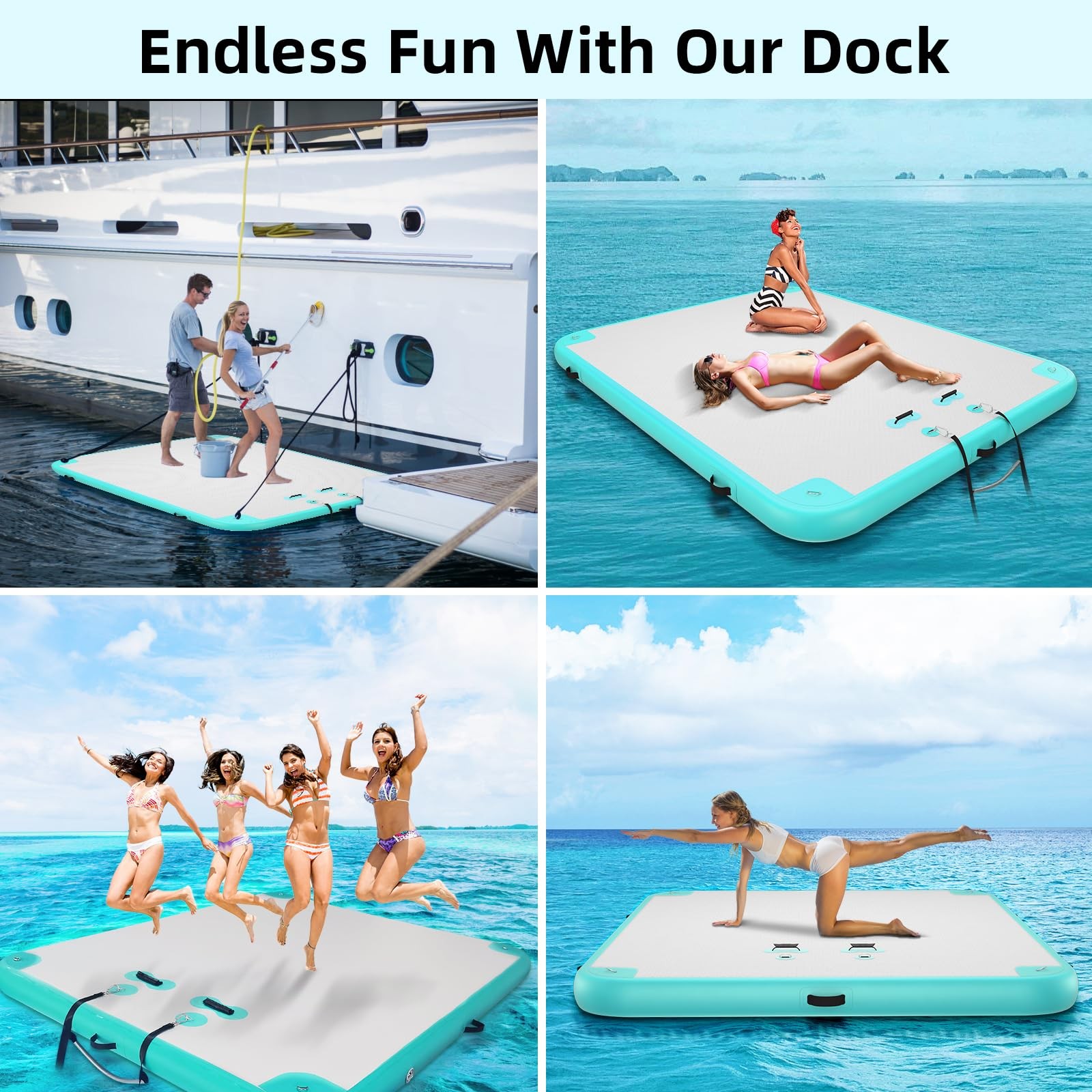 AZXRHWYGS Inflatable Floating Dock, Dock 12×6 ft 12 x 6