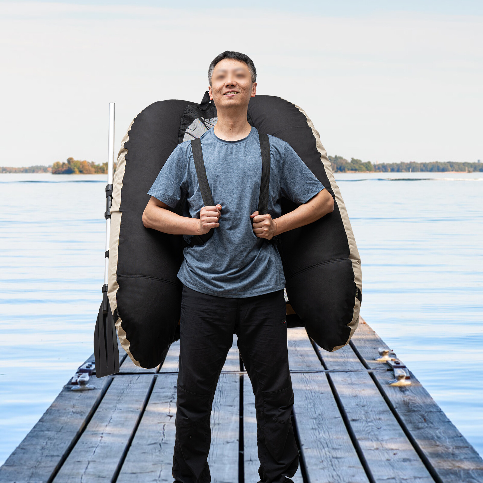 Inflatable Fishing Boat Foldable With Adjustable Backrest Seat Gray 130kg