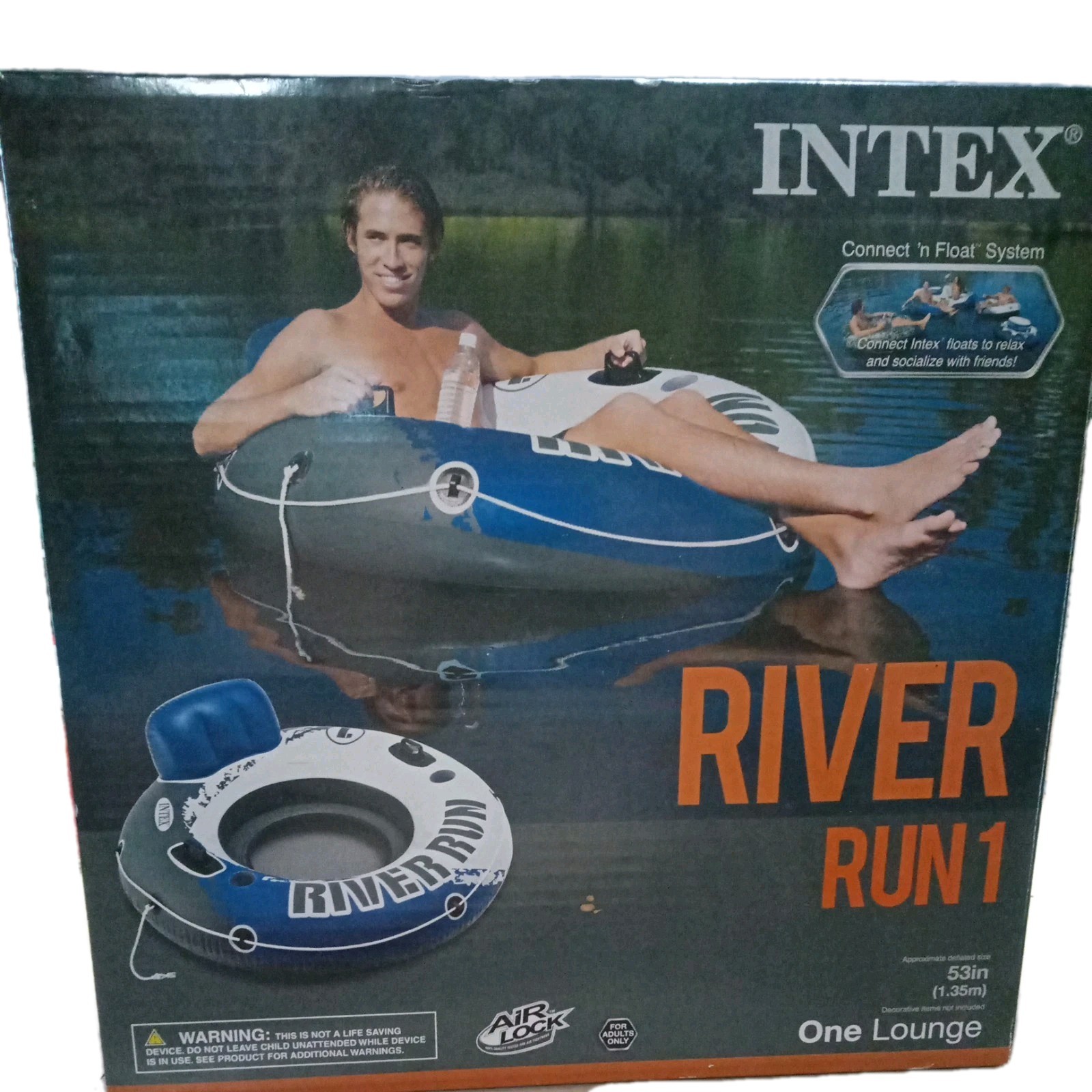 Intex River Run I Sport Lounge, Inflatable Water Float, 53″ Diameter NOB