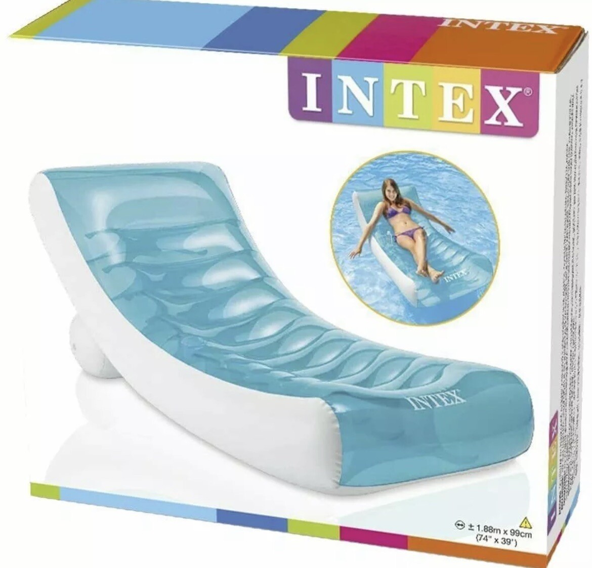 Intex Inflatable Rockin’ Lounge Swimming Pool Floating Raft Chair with Cupholder