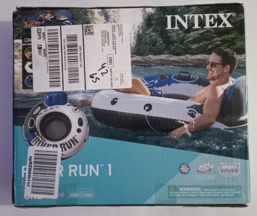INTEX River Run 1 Inflatable Floating Water Tube Blue White New In Box