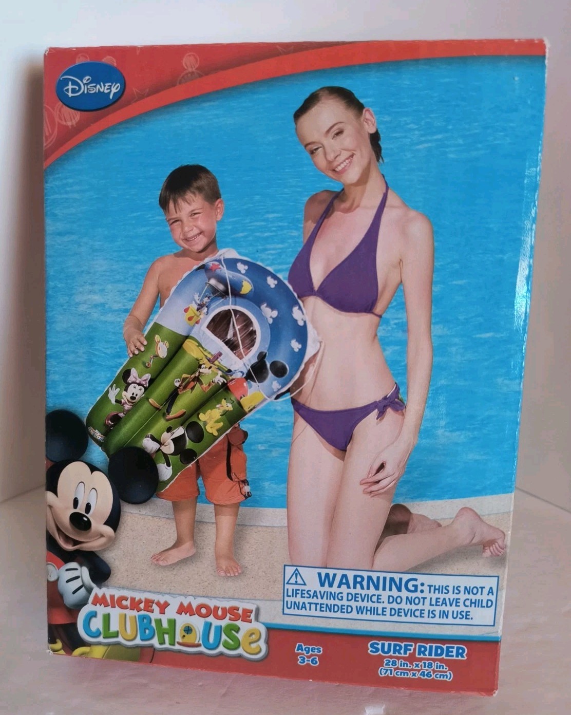 DISNEY MICKEY MOUSE CLUBHOUSE,SURF RIDER,POOL FLOAT,W/ WINDOW & TOW ROPE,KIDS 3+
