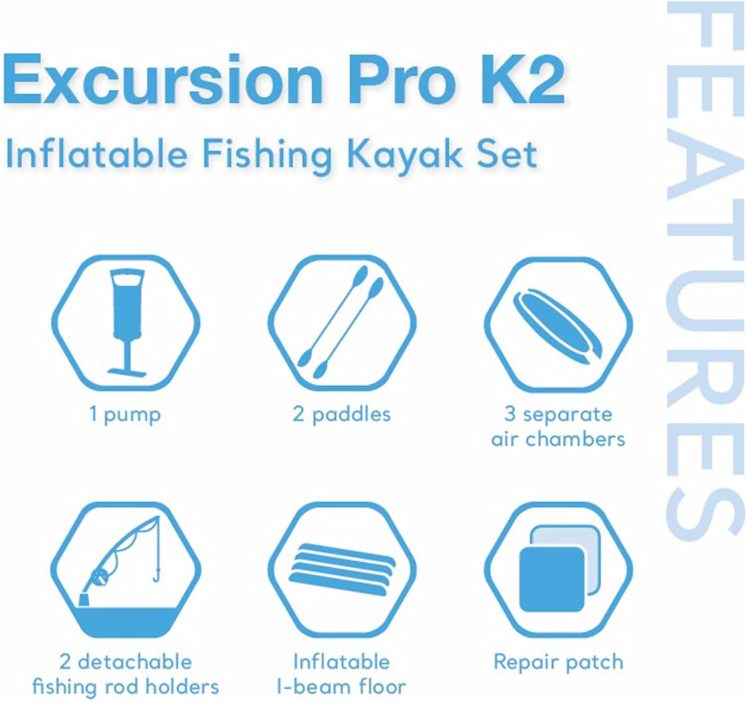 Intex 68309EP Excursion Pro K2 Inflatable Kayak Set: Includes Deluxe 86In Kayak