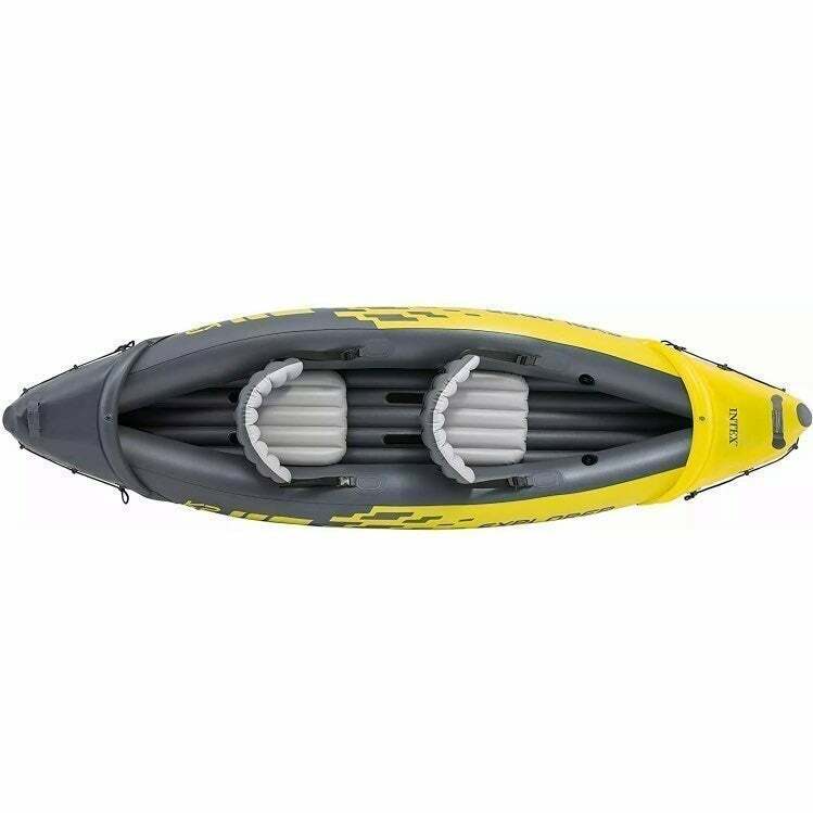 Intex Explorer K2 Inflatable 2-Person Yellow Kayak W/ Aluminum Oars & Air Pump