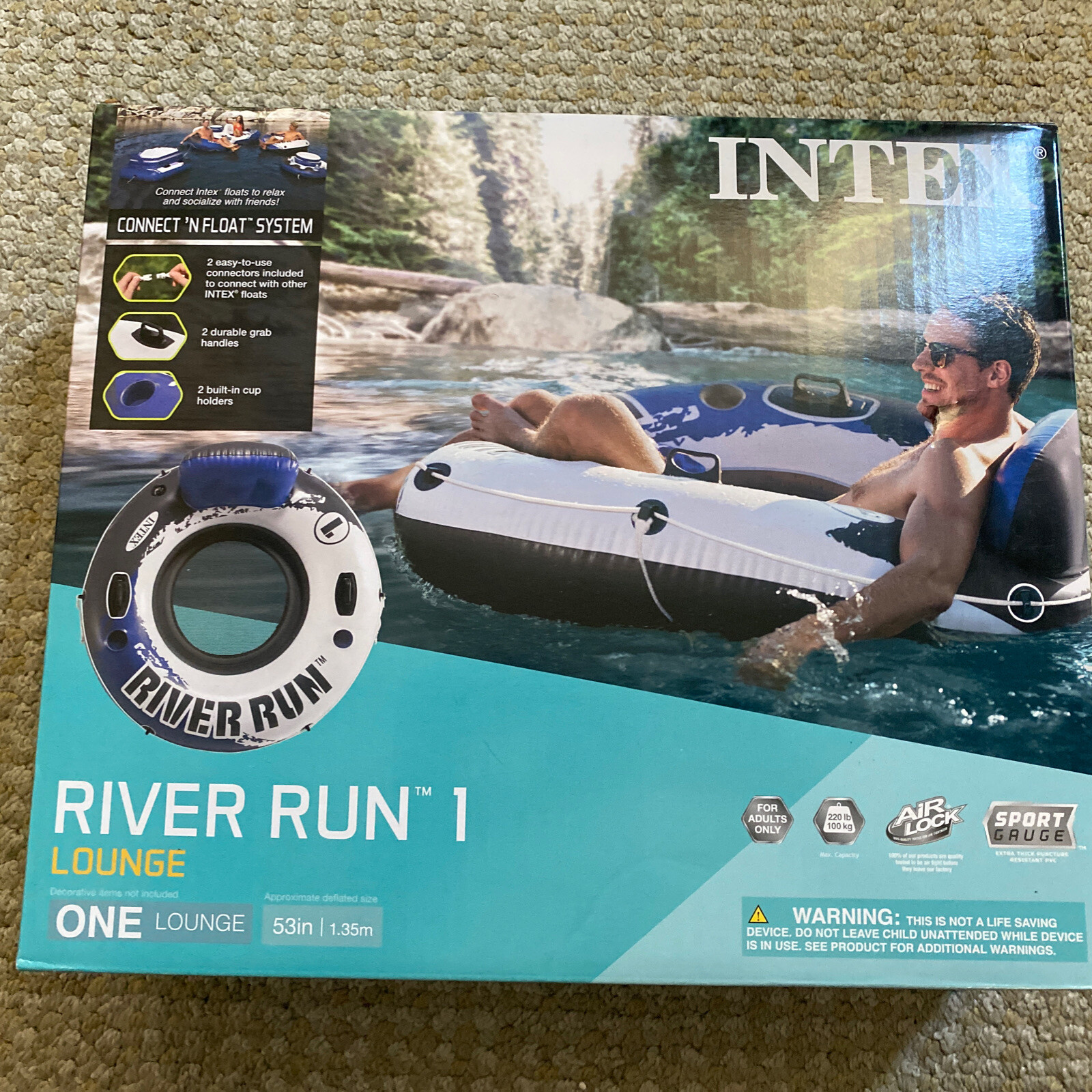 Intex River Run I Sport Lounge 53 inch Inflatable Water Float New Sealed