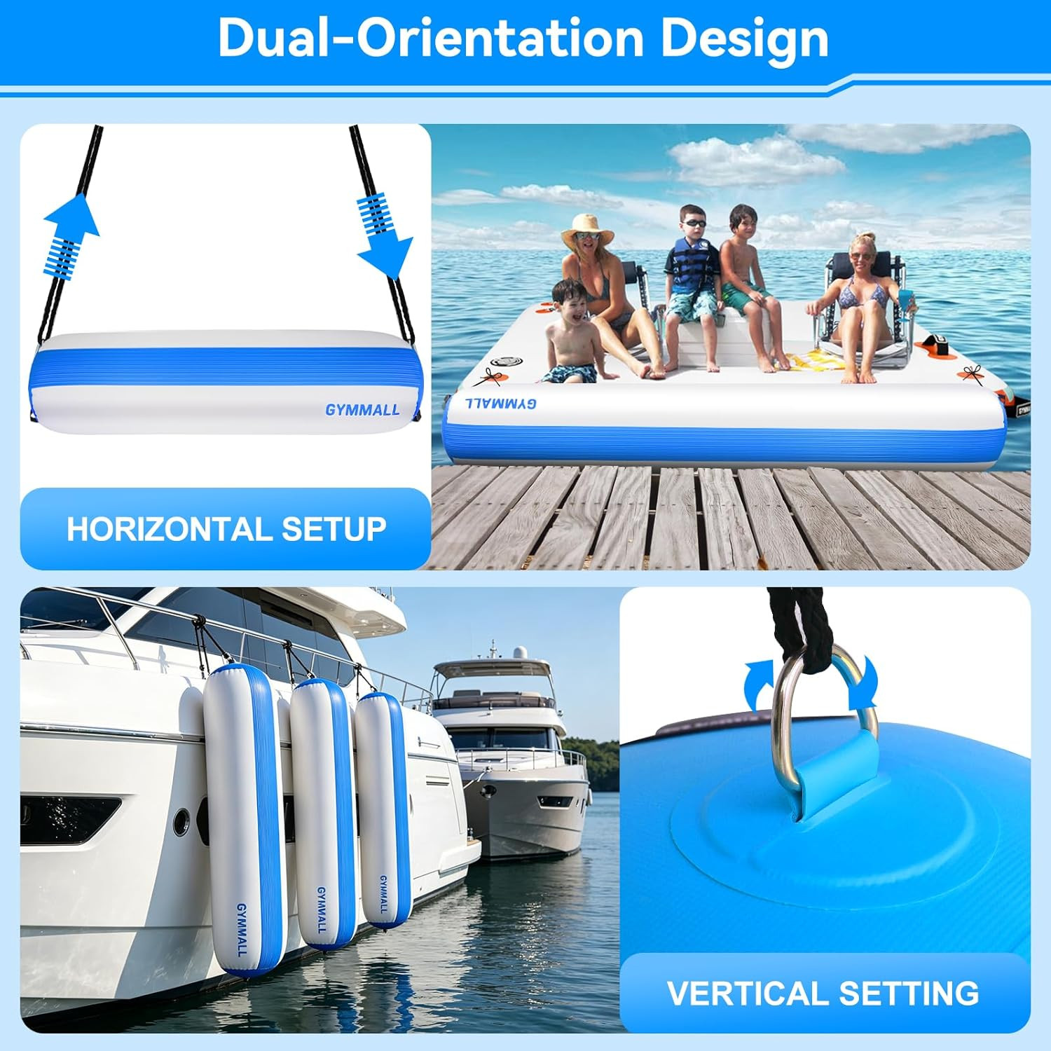 Inflatable Boat Fenders for Docking Boat Bumpers with 600W Electric Pump, 5FT/6F