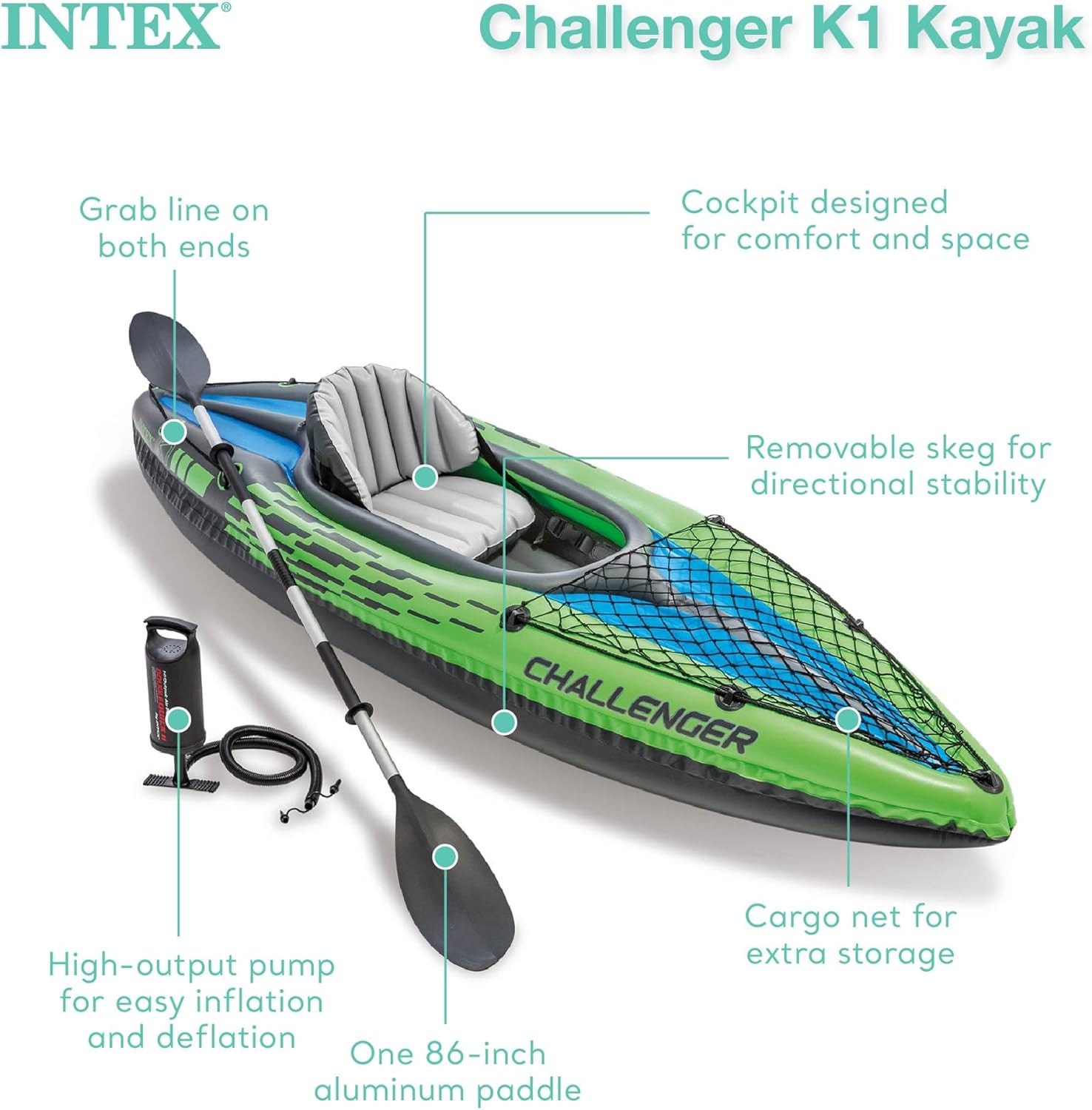 INFLATABLE KAYAKS 1-2 Persons with Paddles and High-Output Pump