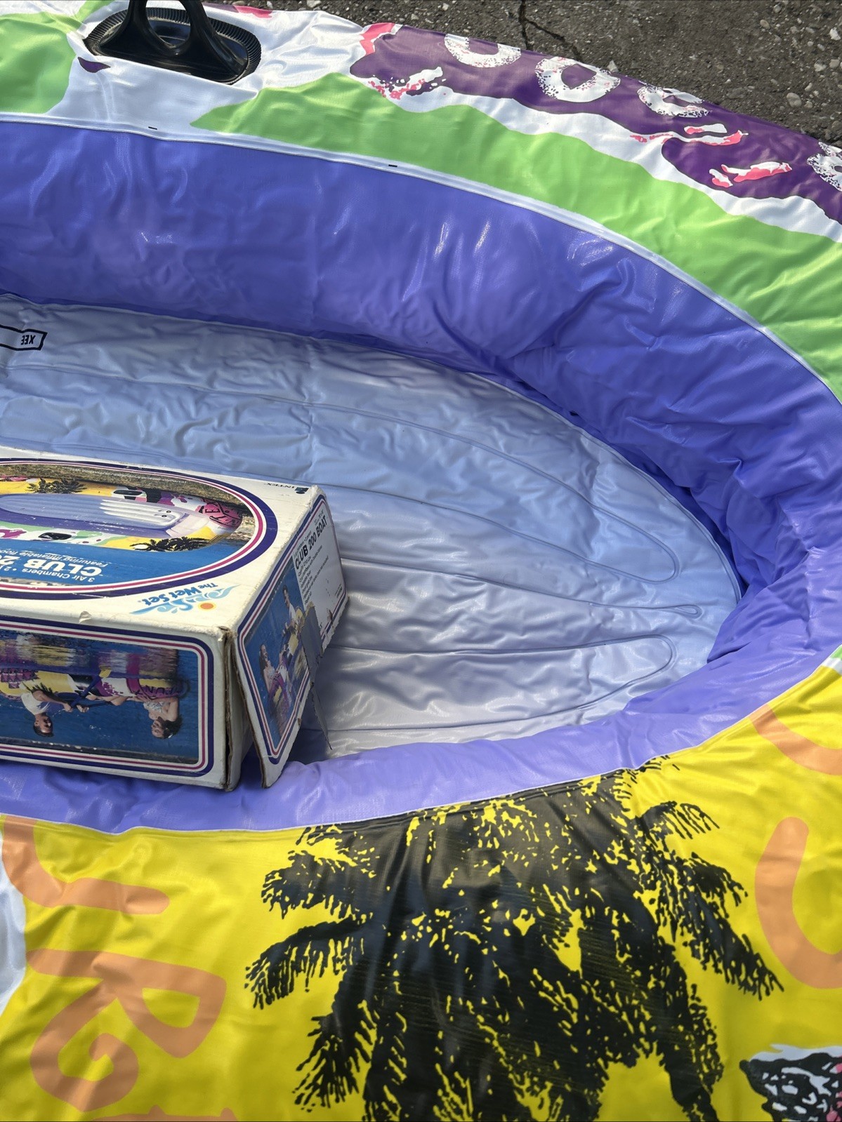 1992 INTEX The Wet Set Club 200 Inflatable 2 Person Boat 3 Air Chambers 78 x 46