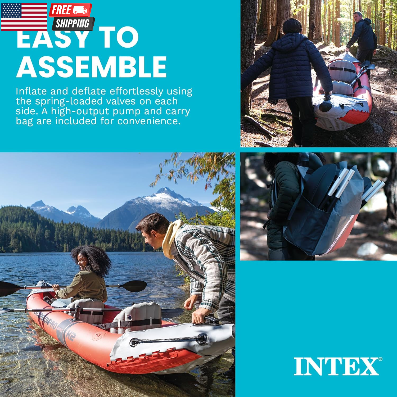 INTEX 68309EP Excursion Pro K2 Inflatable Kayak Set: Includes Deluxe 86In Kayak