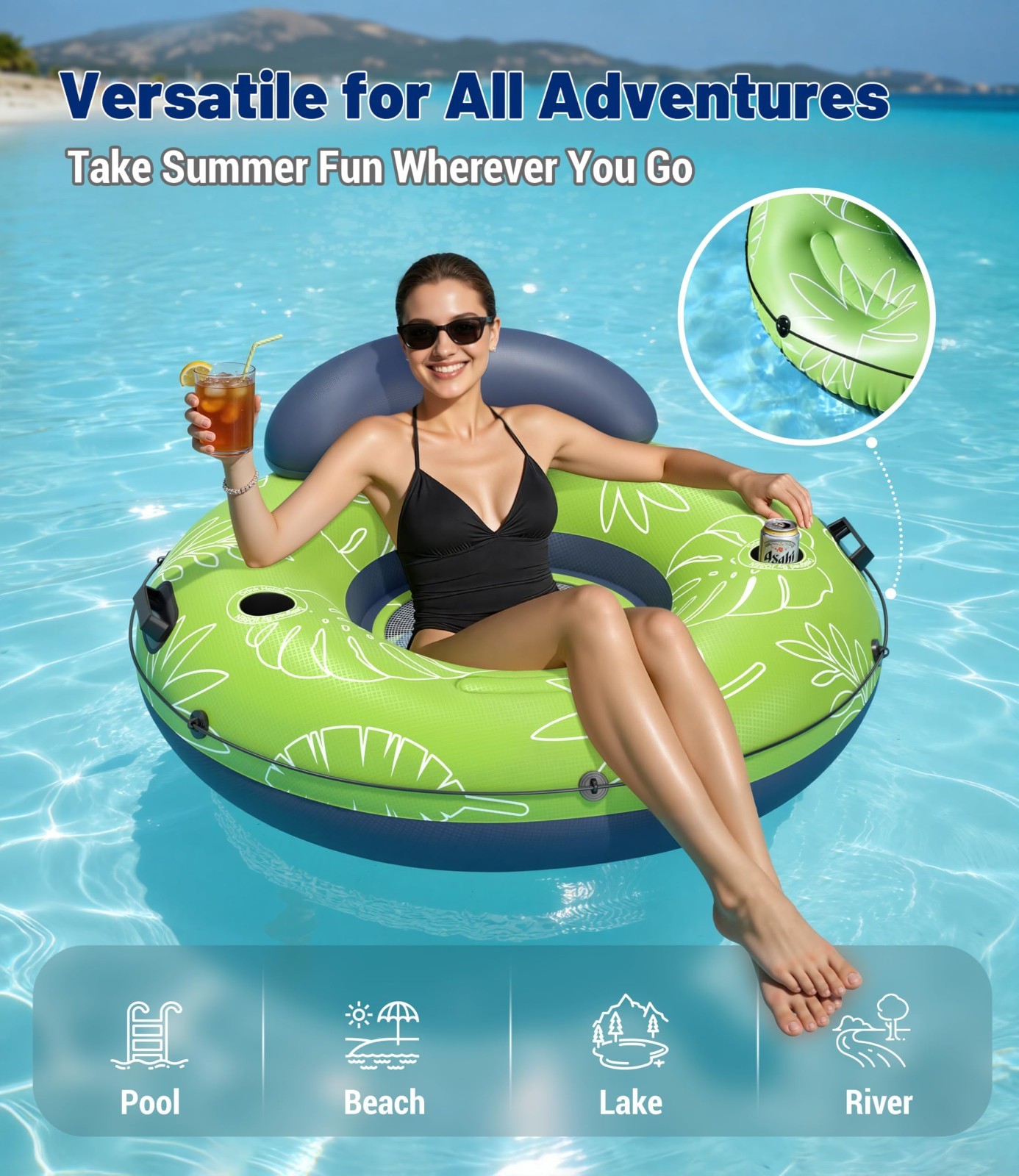 Heavy Duty River Floats for Adults 350lb Capacity, XL Inflatable Pool Tubes with