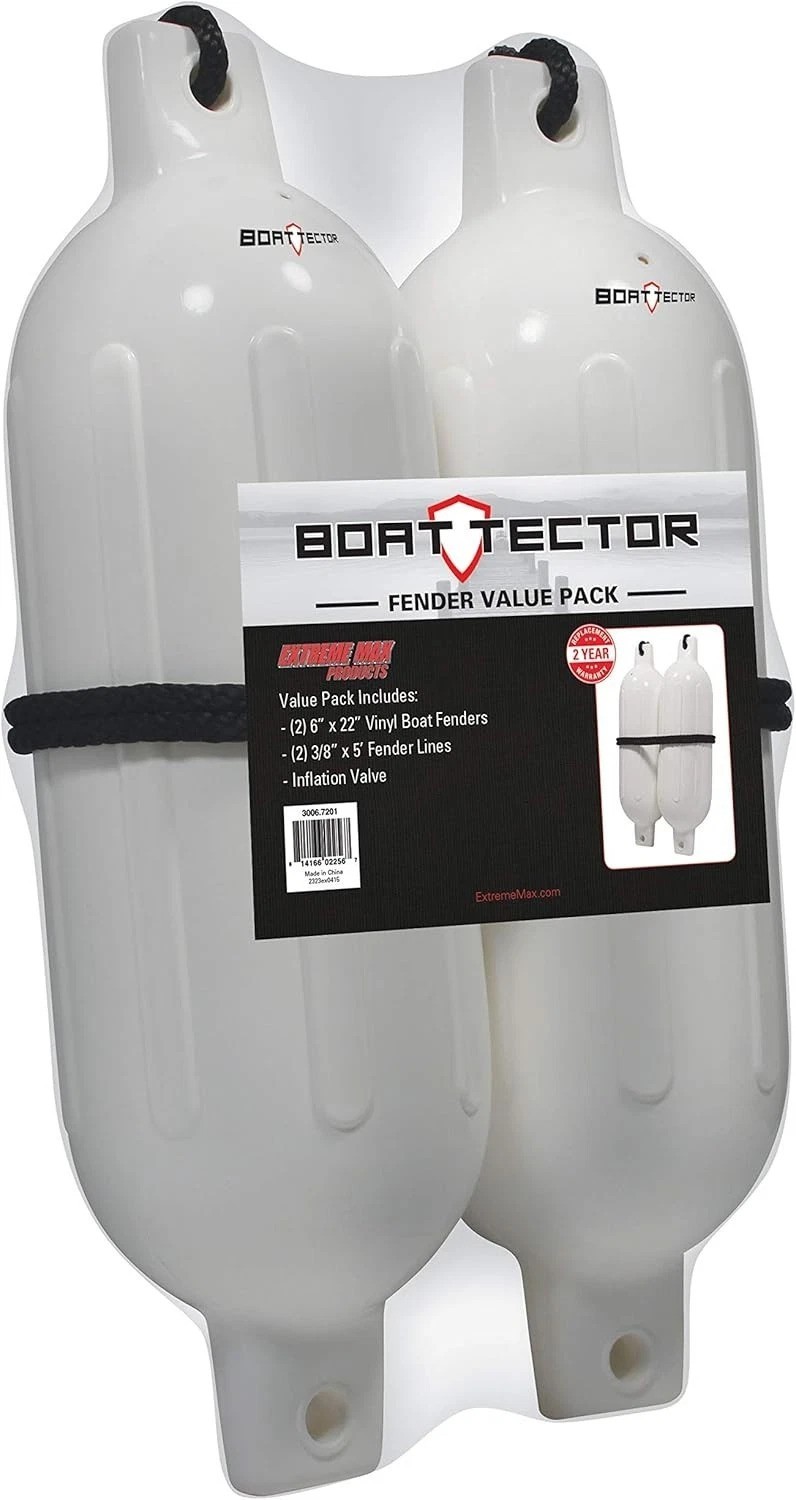 Durable White Inflatable Boat Fenders – 6.5″ x 22″ – Protect Your Investment
