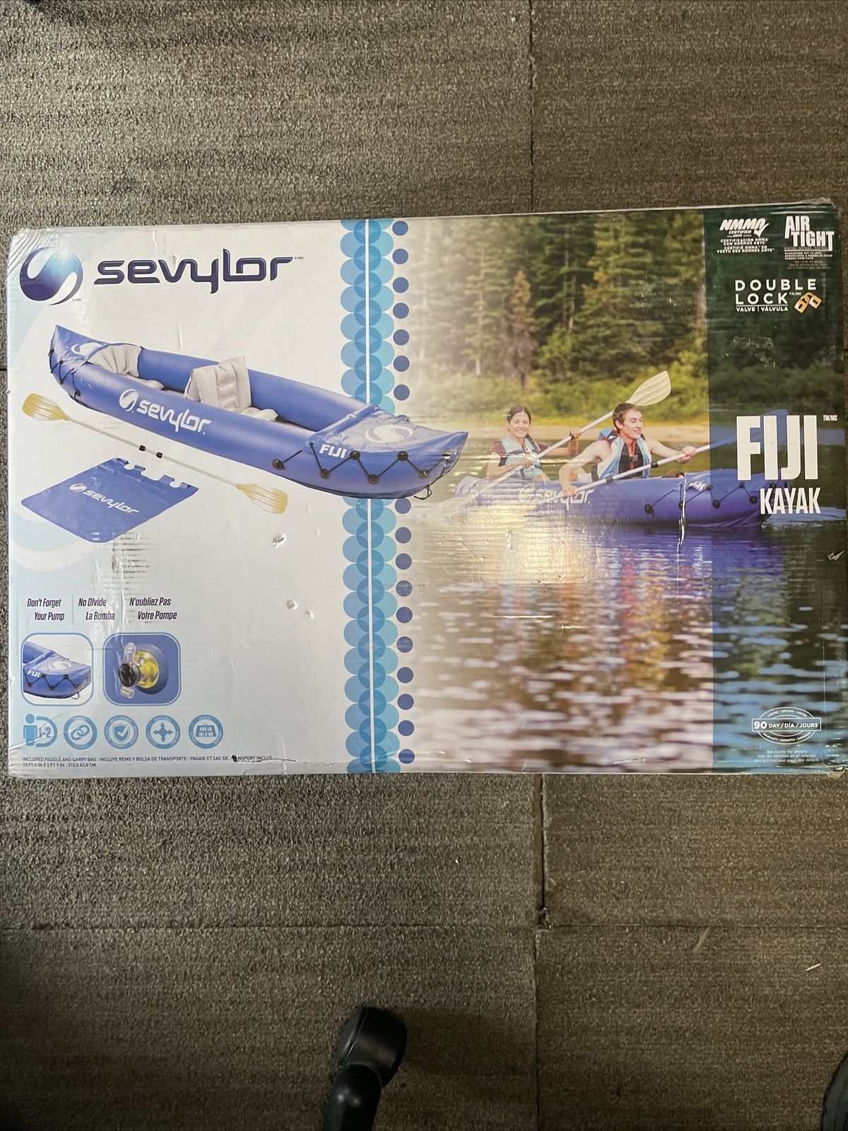 Sevylor Fiji Kayak Travel Inflatable Pack – Blue- Box May Have Distress