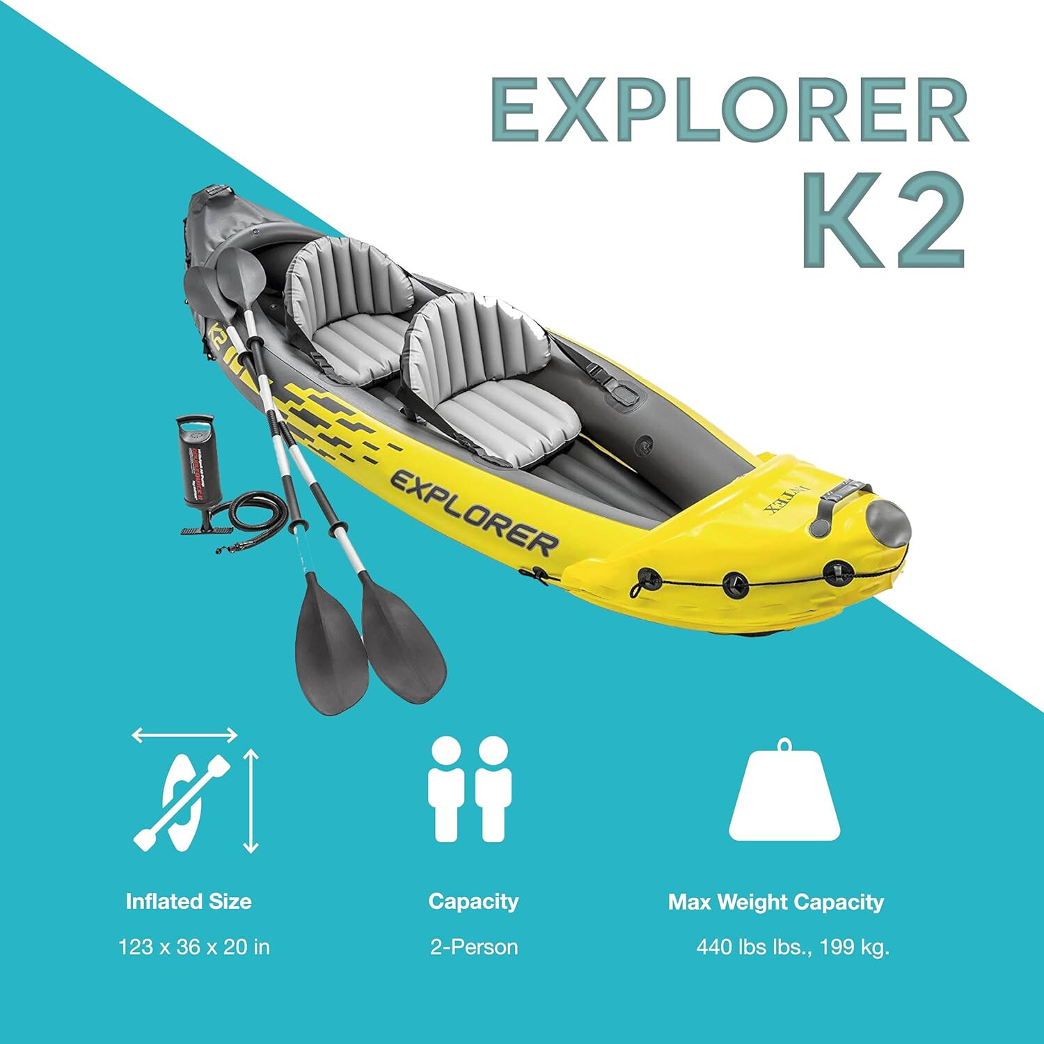 Intex Explorer K2 Inflatable Kayak – 2 Person