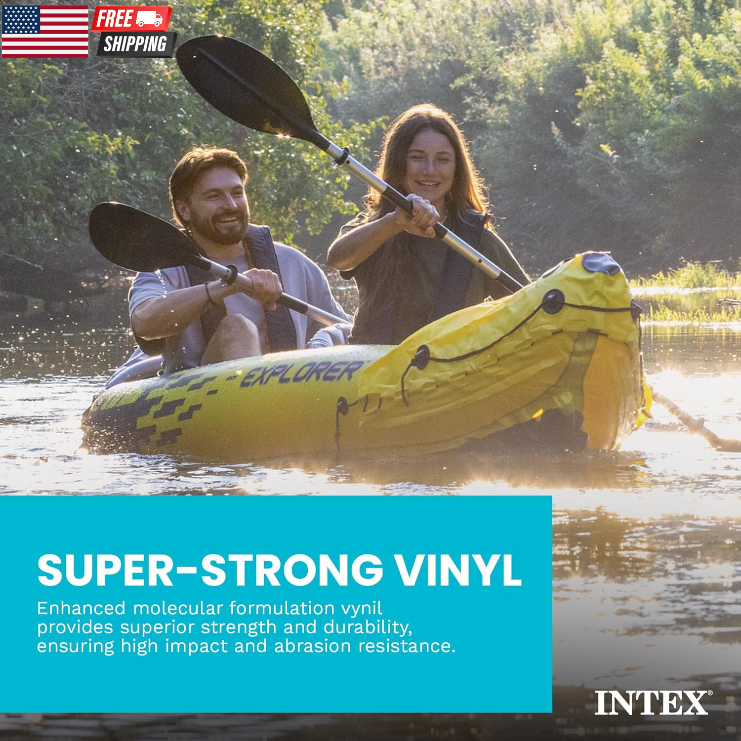 Intex 68307EP Explorer K2 Inflatable Kayak Set: Includes Deluxe 86In Aluminum Oa