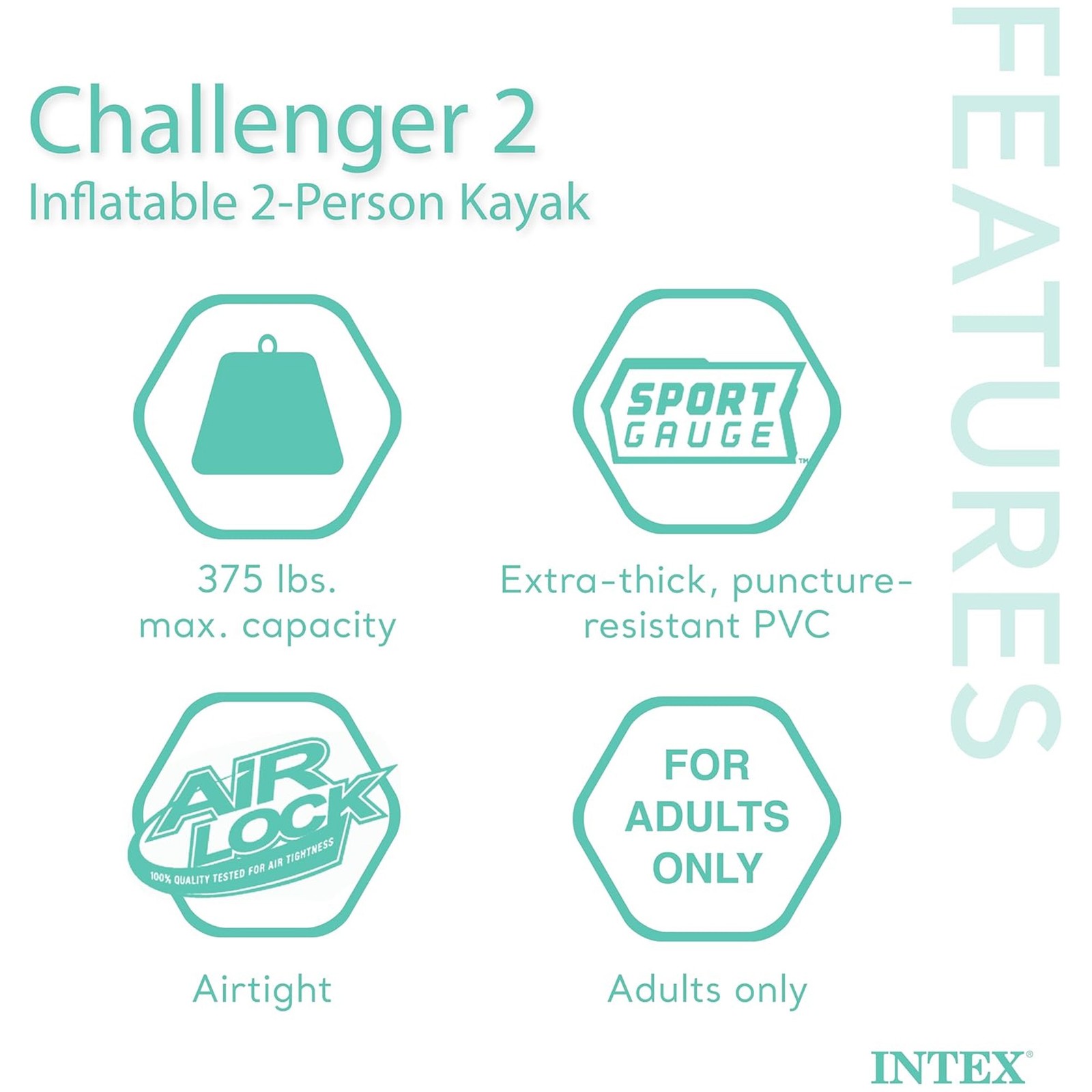 INTEX 66312EP Challenger 2 Inflatable Boat Set with 48″ Oars, Pump, & Oar Locks
