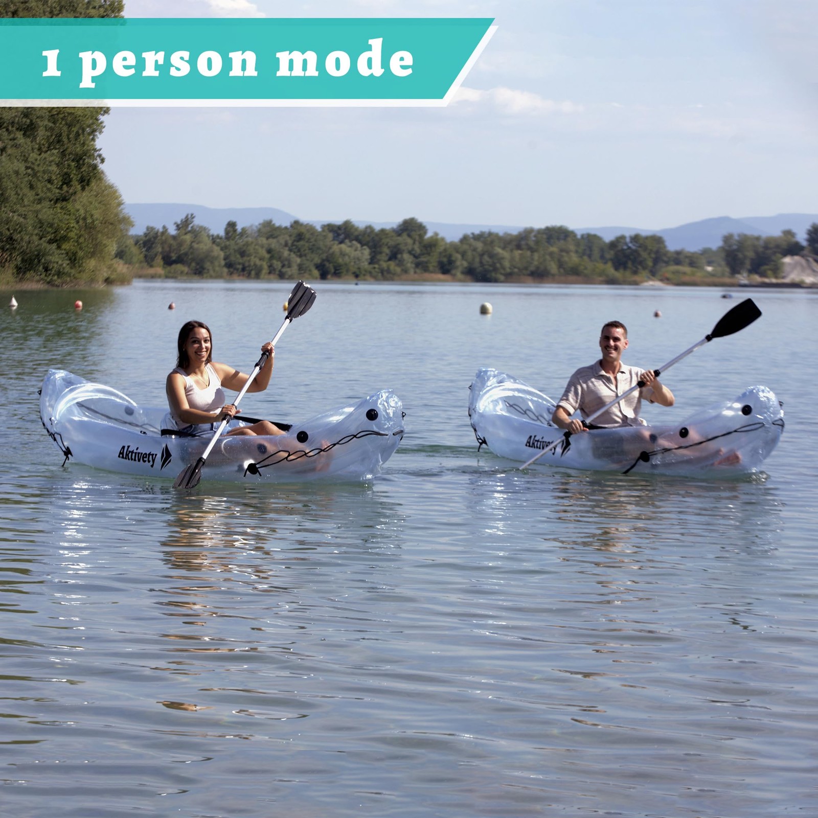 Clear Kayak – Transparent 2-Seater Inflatable Tandem for Two Adults – See-Throug