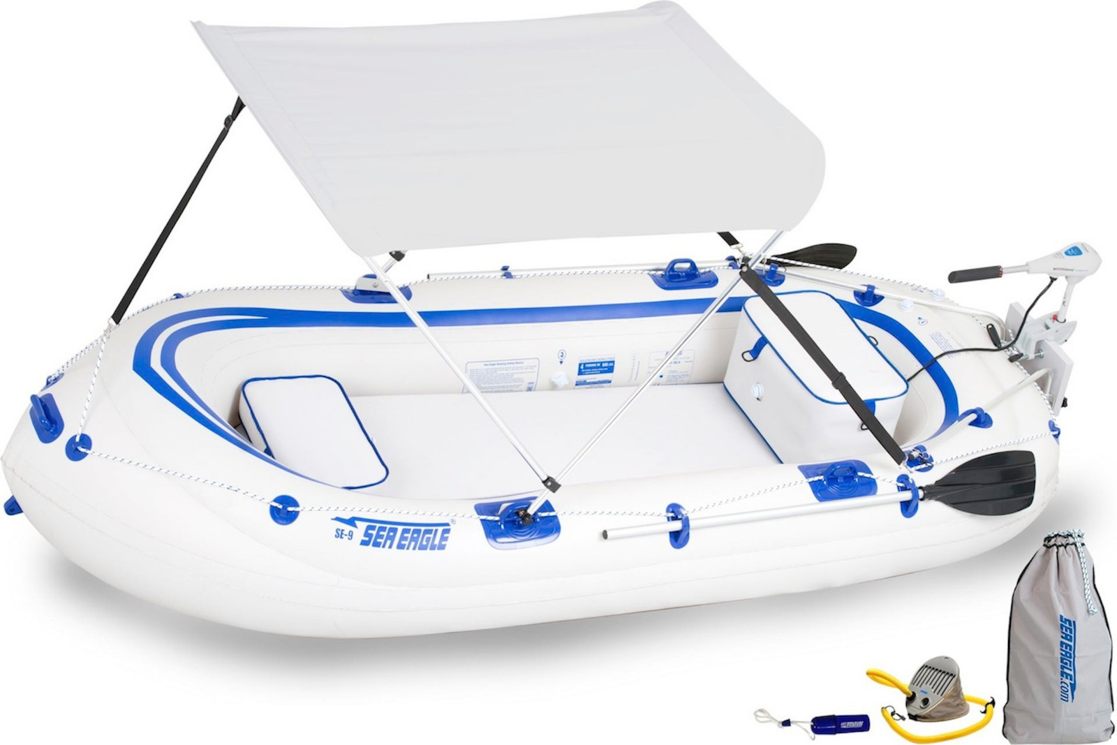 Sea Eagle SE9 Watersnake Motor Canopy Package Inflatable Runabout Boat Tender