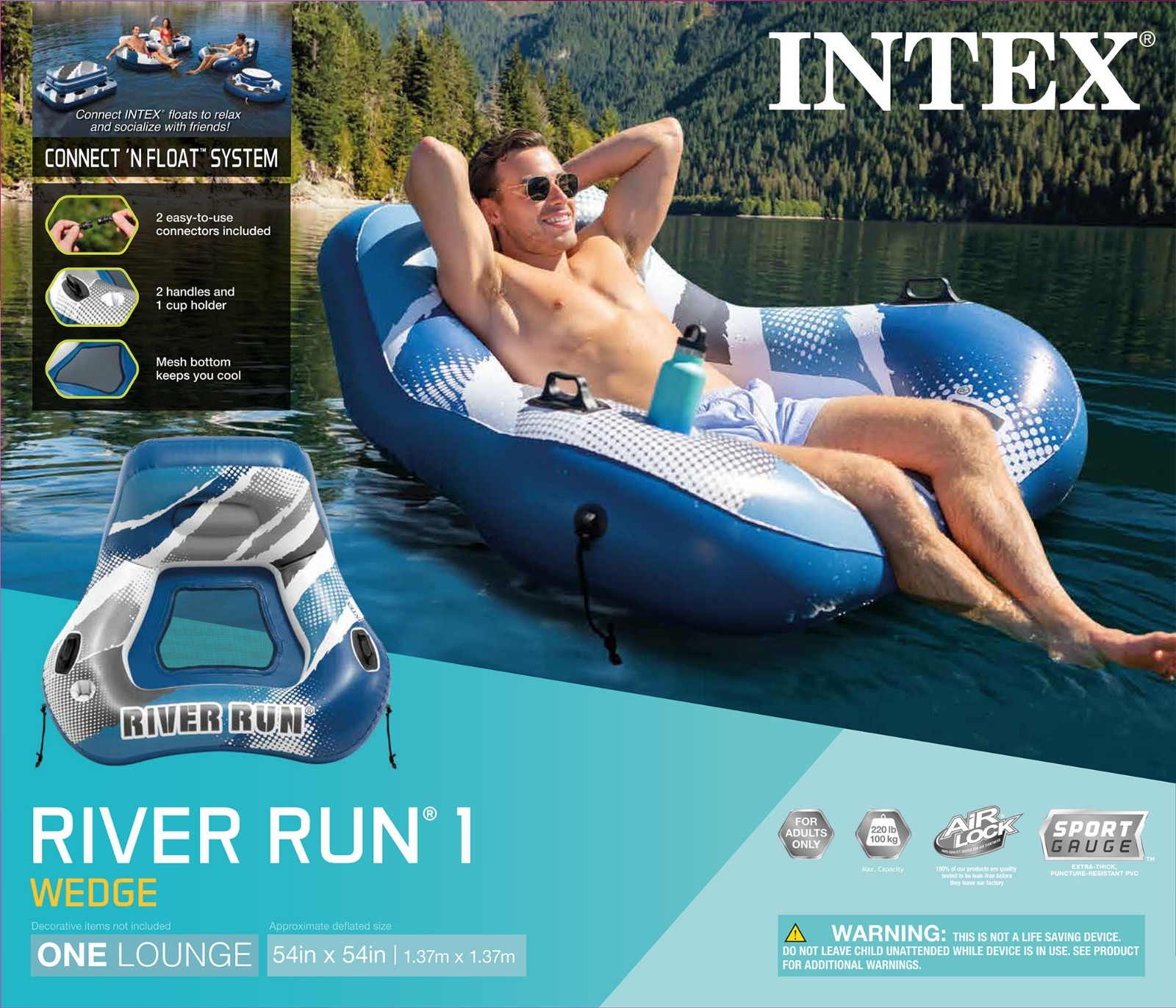Intex RIVER RUN 1 WEDGE Inflatable Water Float, 54” 🆕