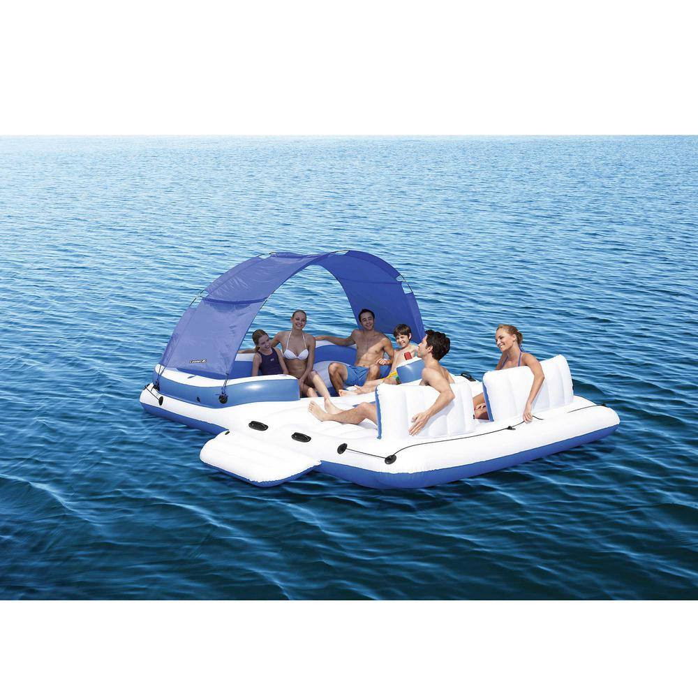 108 In. Blue Rectangular Coolerz 6-Person Inflatable Raft with Electric Air Pump
