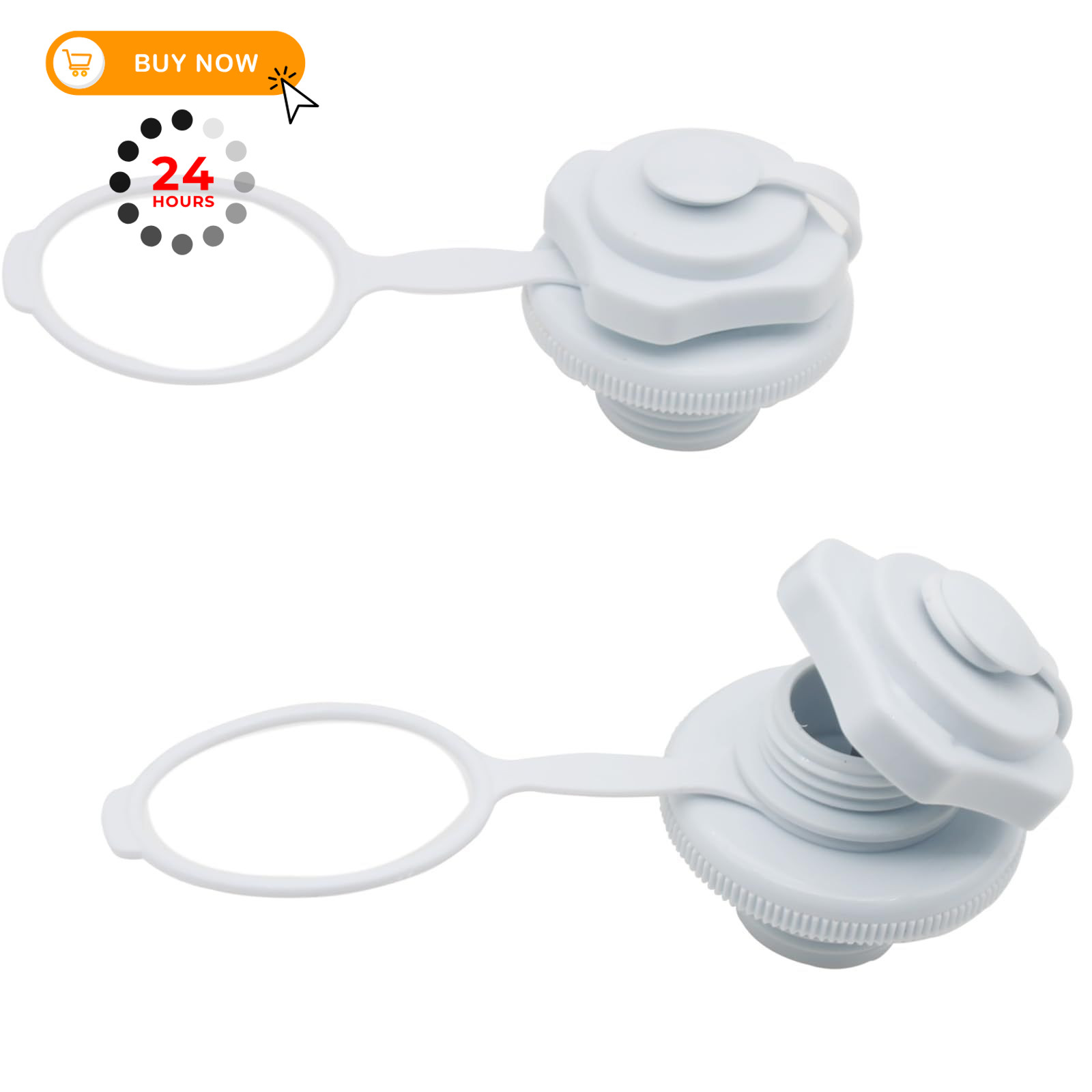OZXNO 2 Pcs Inflatable Boat Air Valve 24mm Plastic 24 mm, White