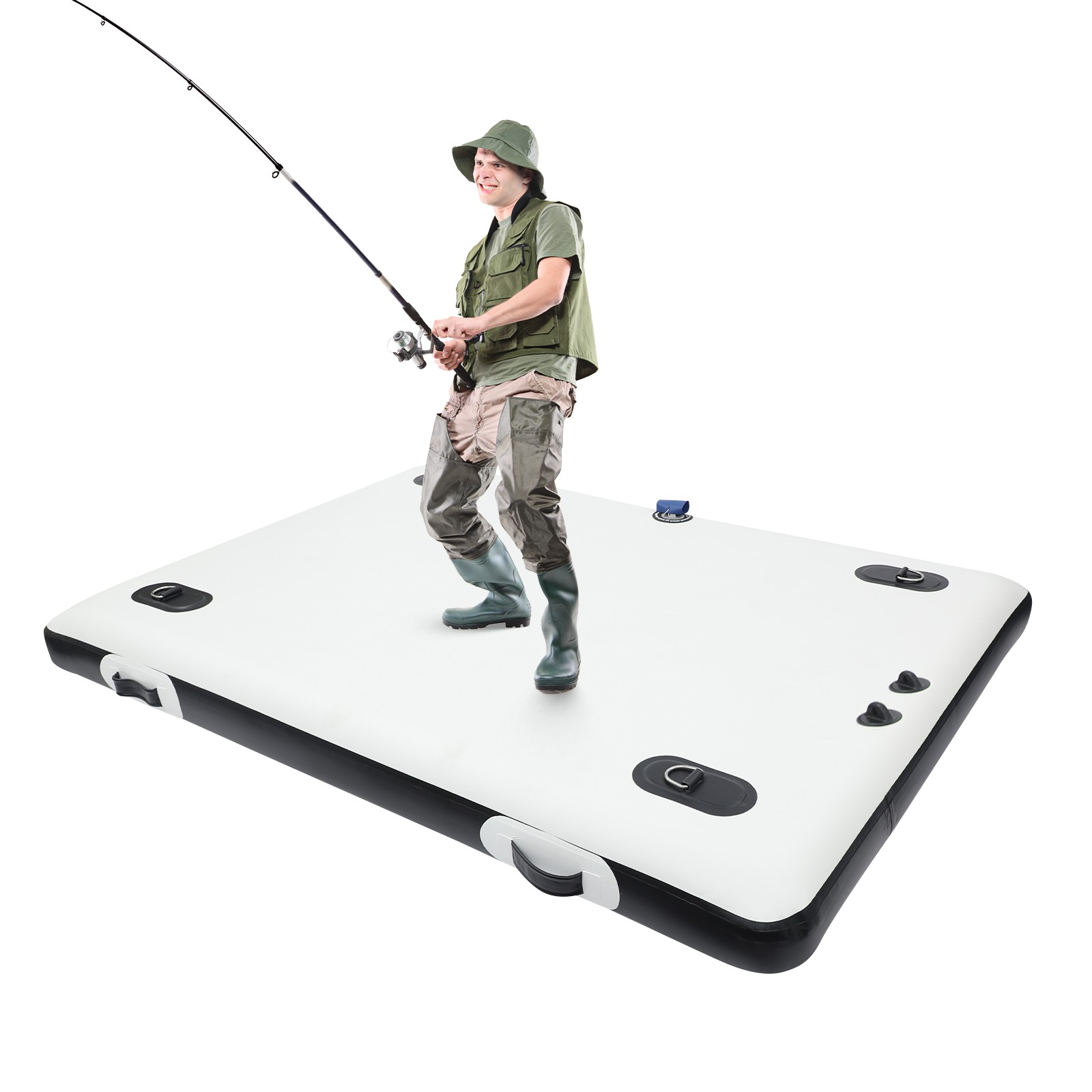 Portable Fishing Boat Inflatable Floating Platform for Lake/Swimming Pool 400kg
