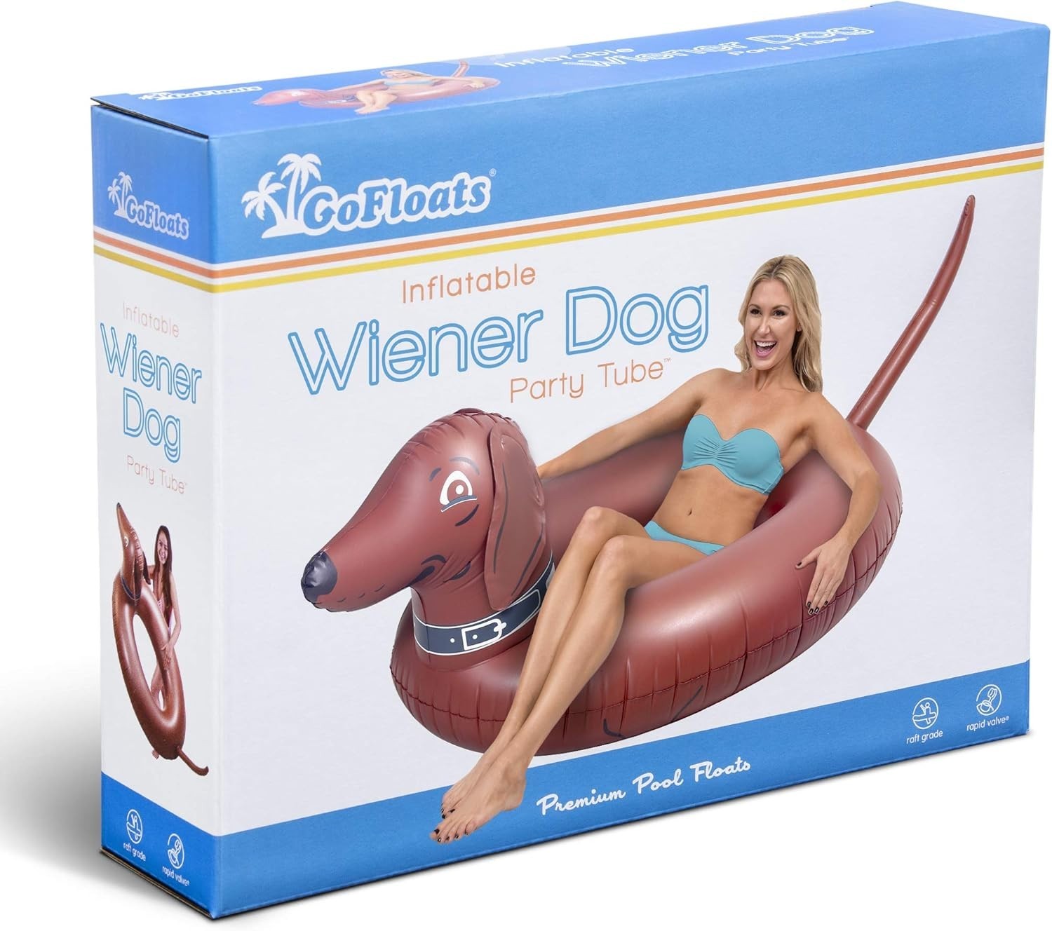 Wiener Dog Party Tube Inflatable Pool Float 4ft Large Kids Adults
