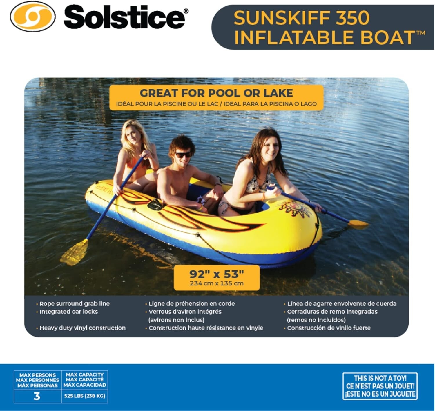 SunSkiff Inflatable 3-Person Boat Kit – Safe, Durable, Fun for All Adventures