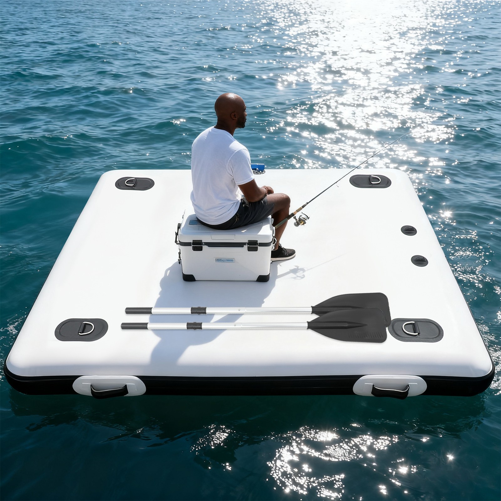 Portable Fishing Boat Inflatable Floating Platform for Lake/Swimming Pool 400kg