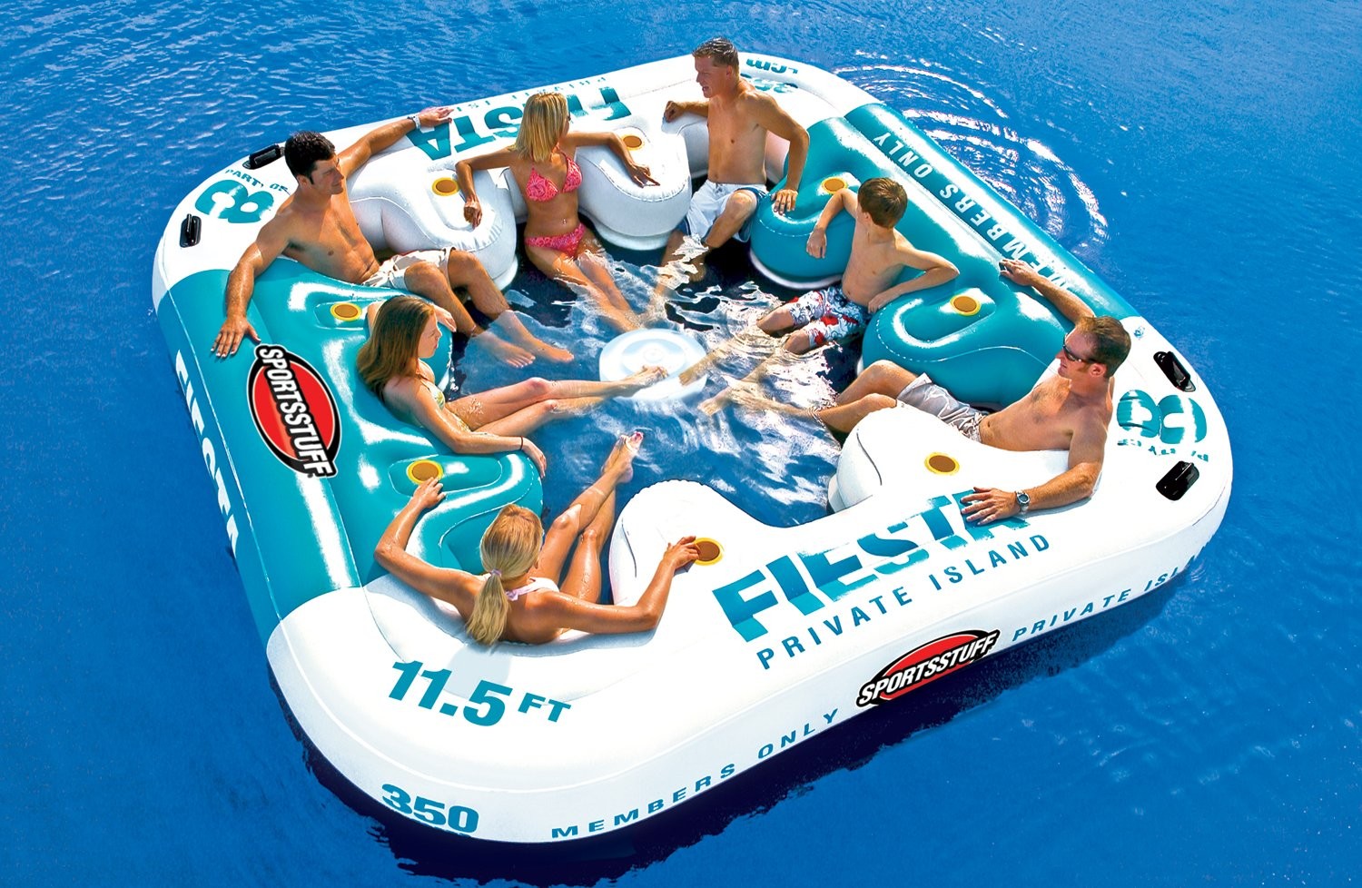 Sportsstuff Fiesta Island | 8 Person inflated (11.5ft x 11.5ft), Blue & White