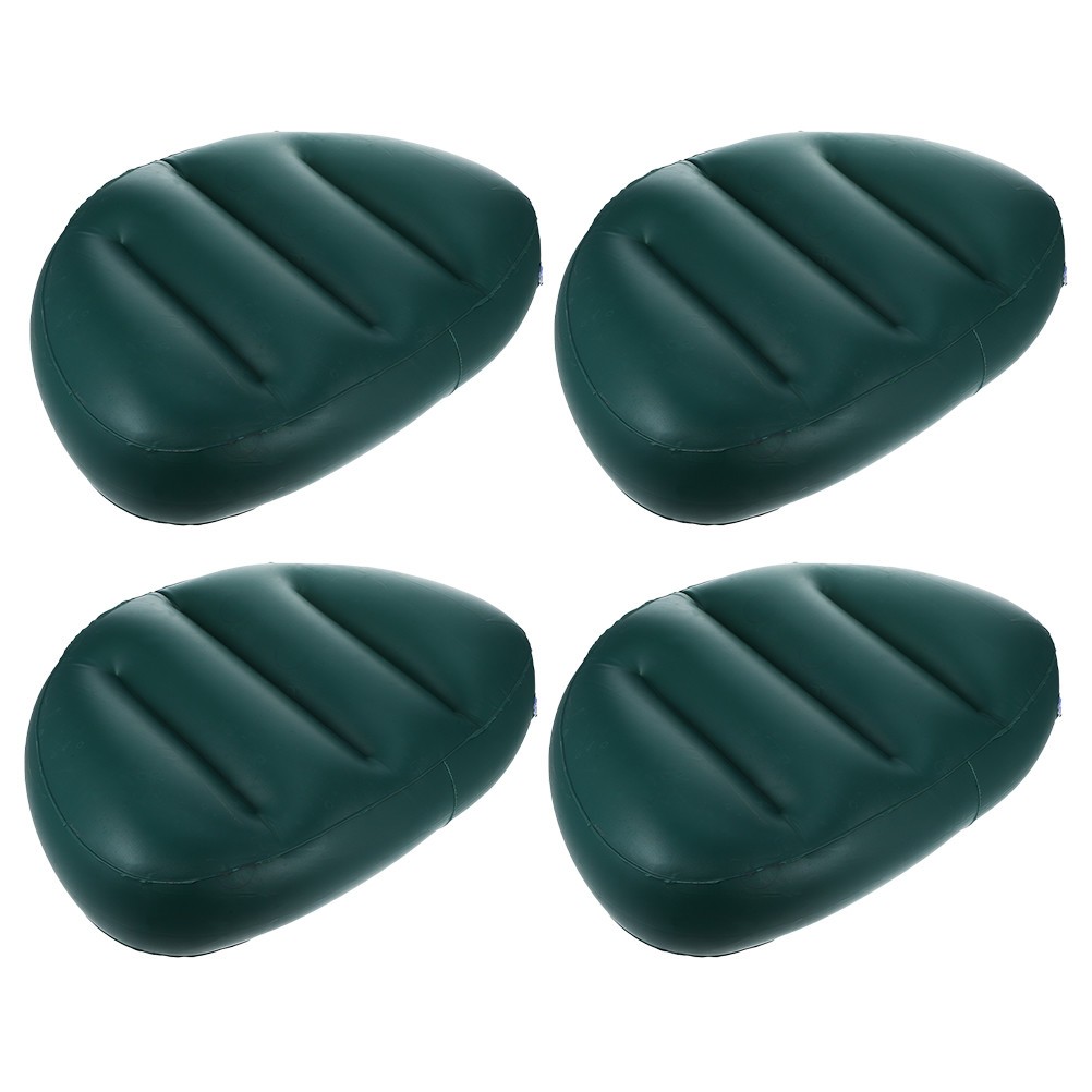 4Pcs Reusable Inflatable Boat Seat Cushions Dark Green PVC Lightweight for Kayak