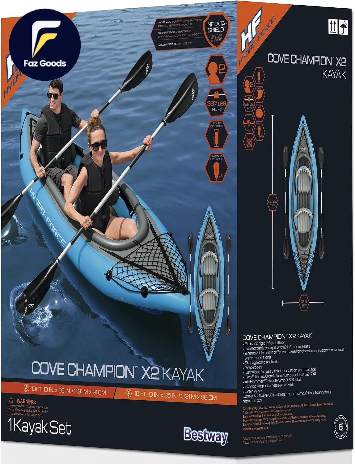 Hydro Force Inflatable Kayak Set Includes Seat Paddle Hand Pump Storage Carry