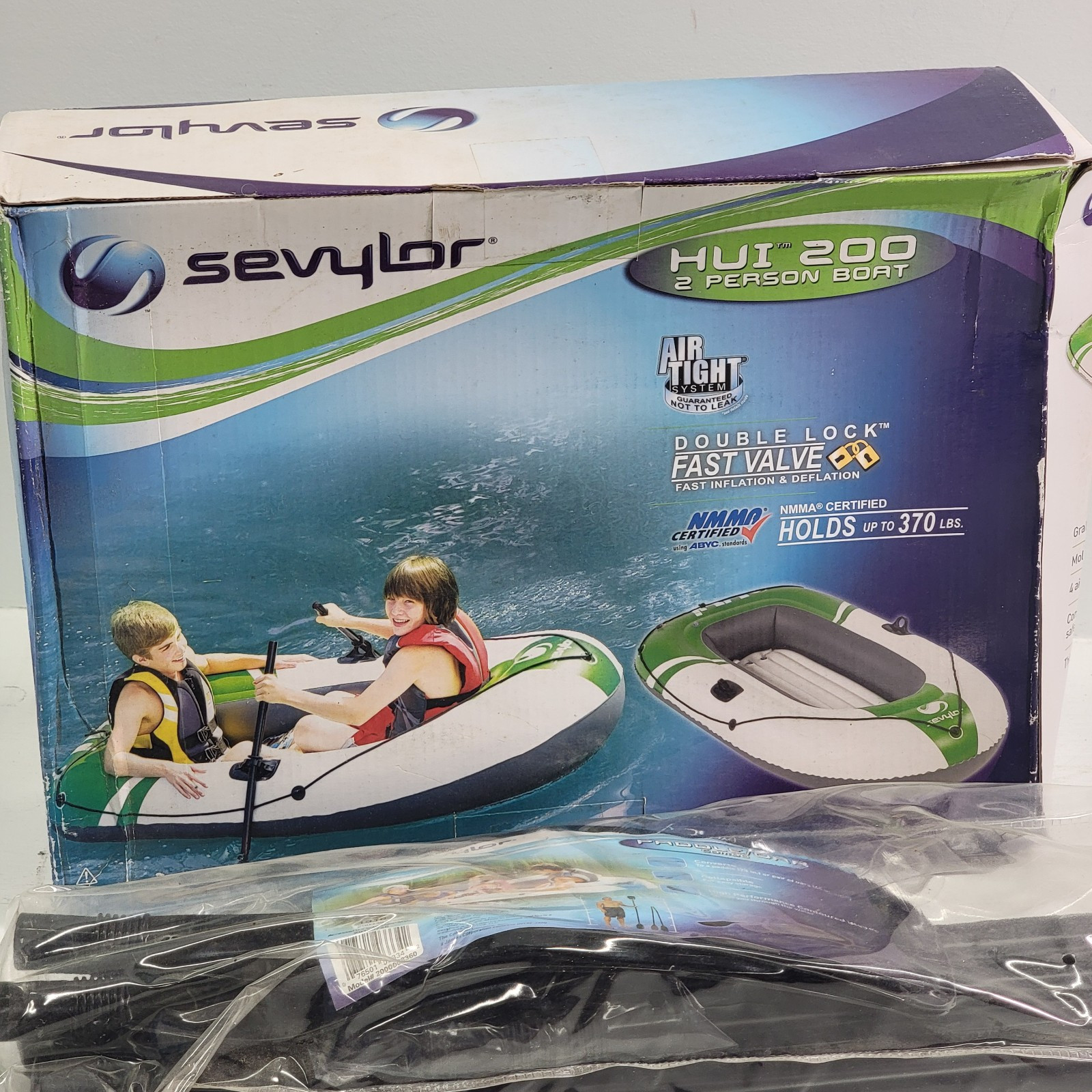 HUI 200 Sevylor 2 Person 6ft Inflatable Raft Boat Holds Up to 370lbs W/ Paddles