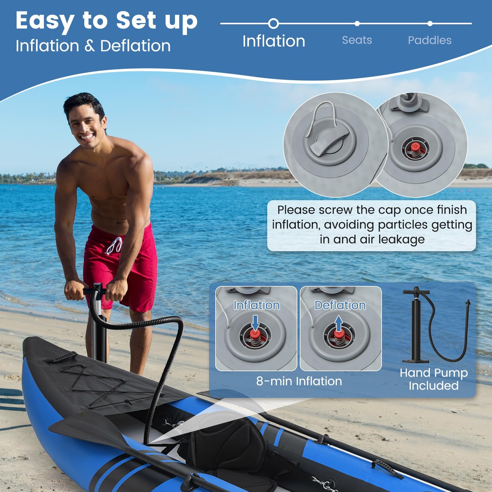 S AFSTAR Inflatable Kayak, 2 Person Canoe with 507 lbs Capacity, Drop-Stitch …